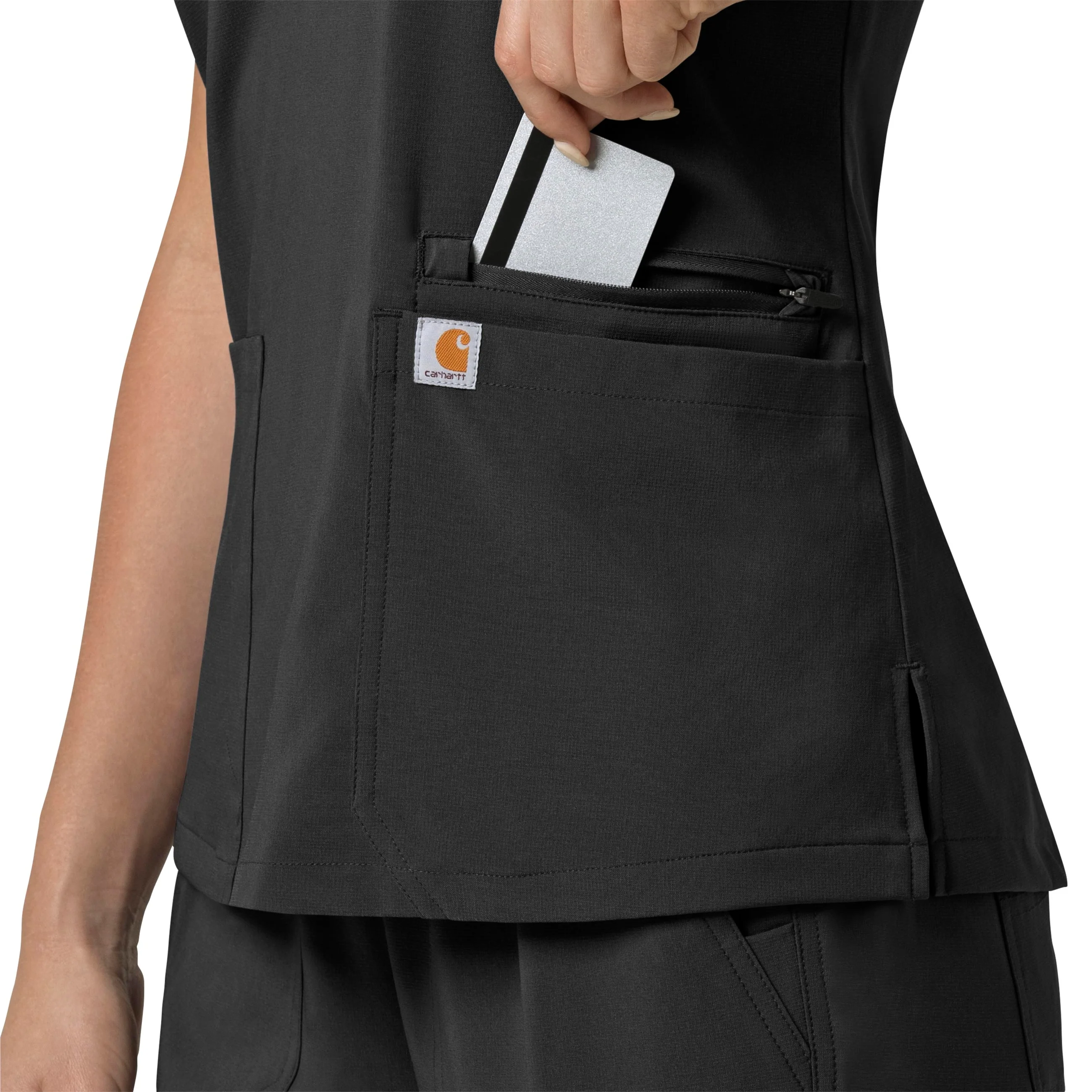 Carhartt Force Cross-Flex Women's Flex Panel V-Neck Scrub Top - Black - Image 8
