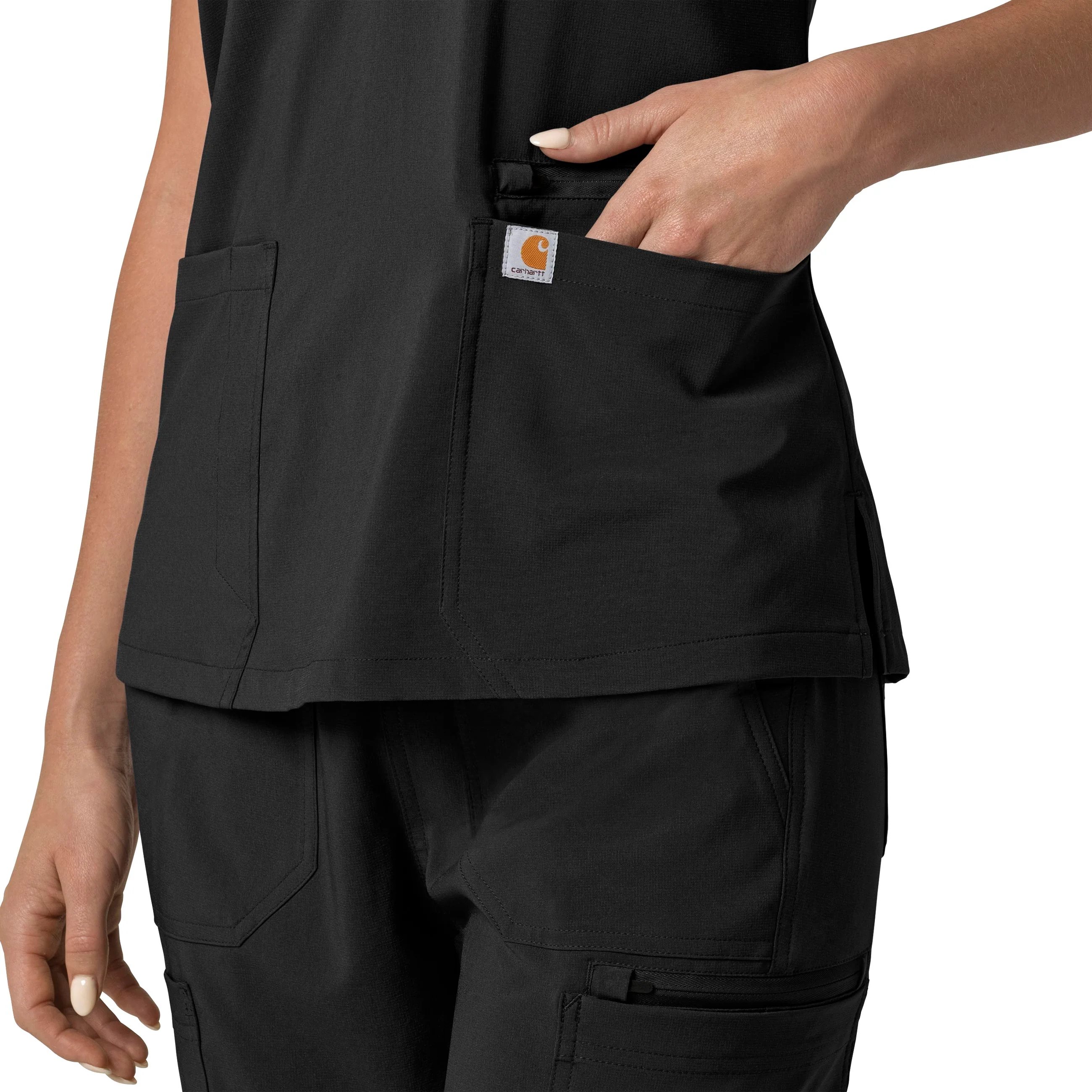 Carhartt Force Cross-Flex Women's Flex Panel V-Neck Scrub Top - Black - Image 9