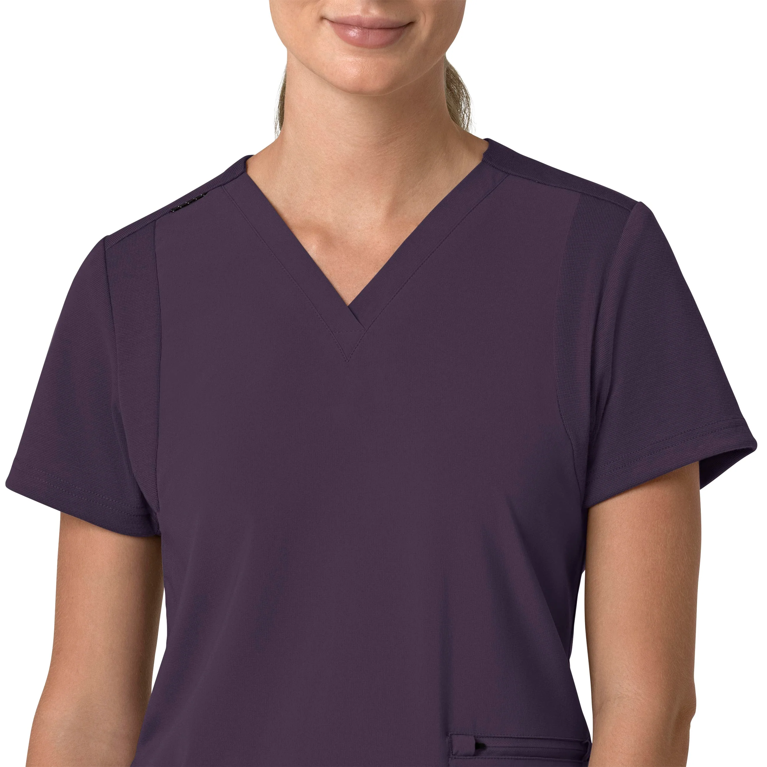 Carhartt Force Cross-Flex Women's Flex Panel V-Neck Scrub Top - Black Plum - Image 5