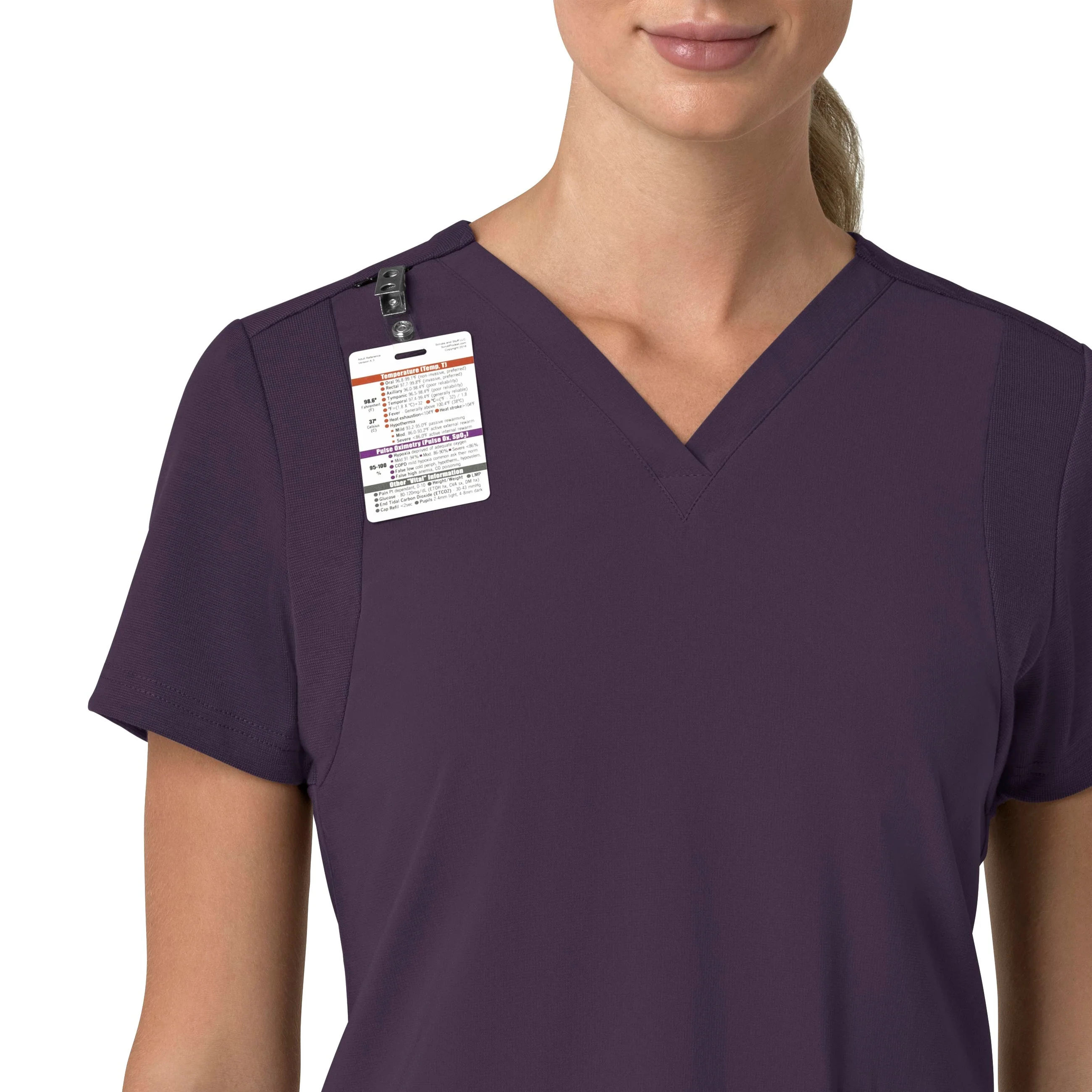Carhartt Force Cross-Flex Women's Flex Panel V-Neck Scrub Top - Black Plum - Image 6