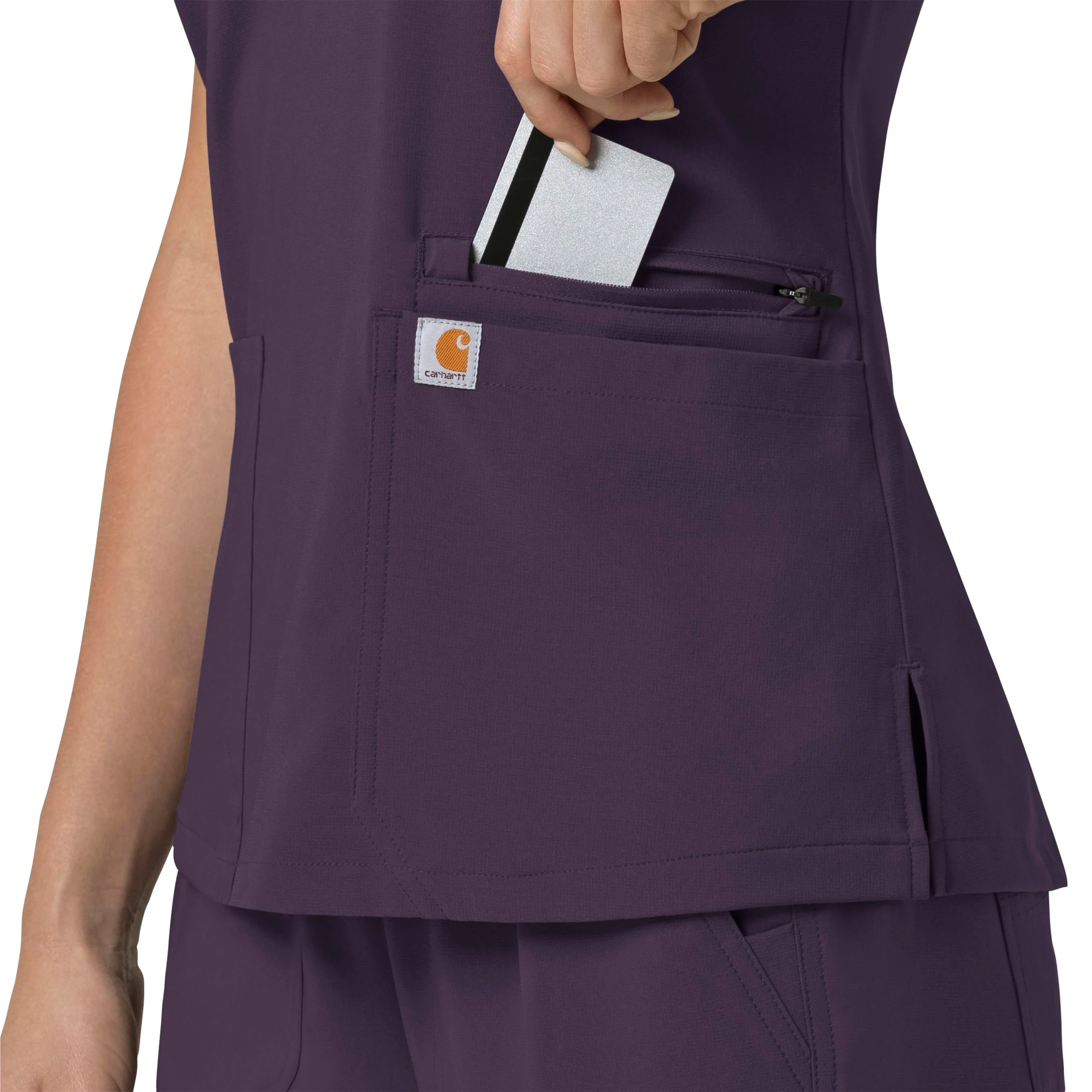 Carhartt Force Cross-Flex Women's Flex Panel V-Neck Scrub Top - Black Plum - Image 8
