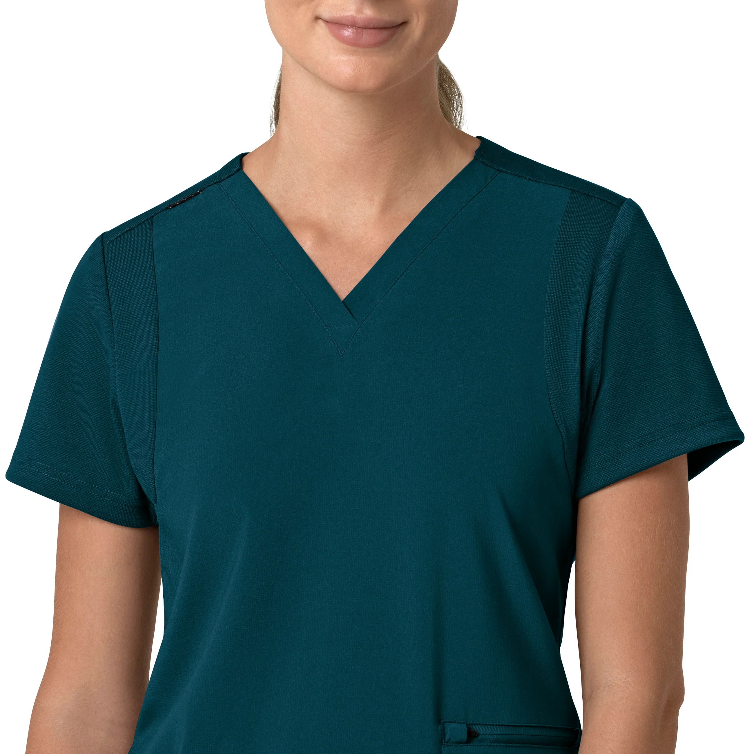 Carhartt Force Cross-Flex Women's Flex Panel V-Neck Scrub Top - Caribbean - Image 5
