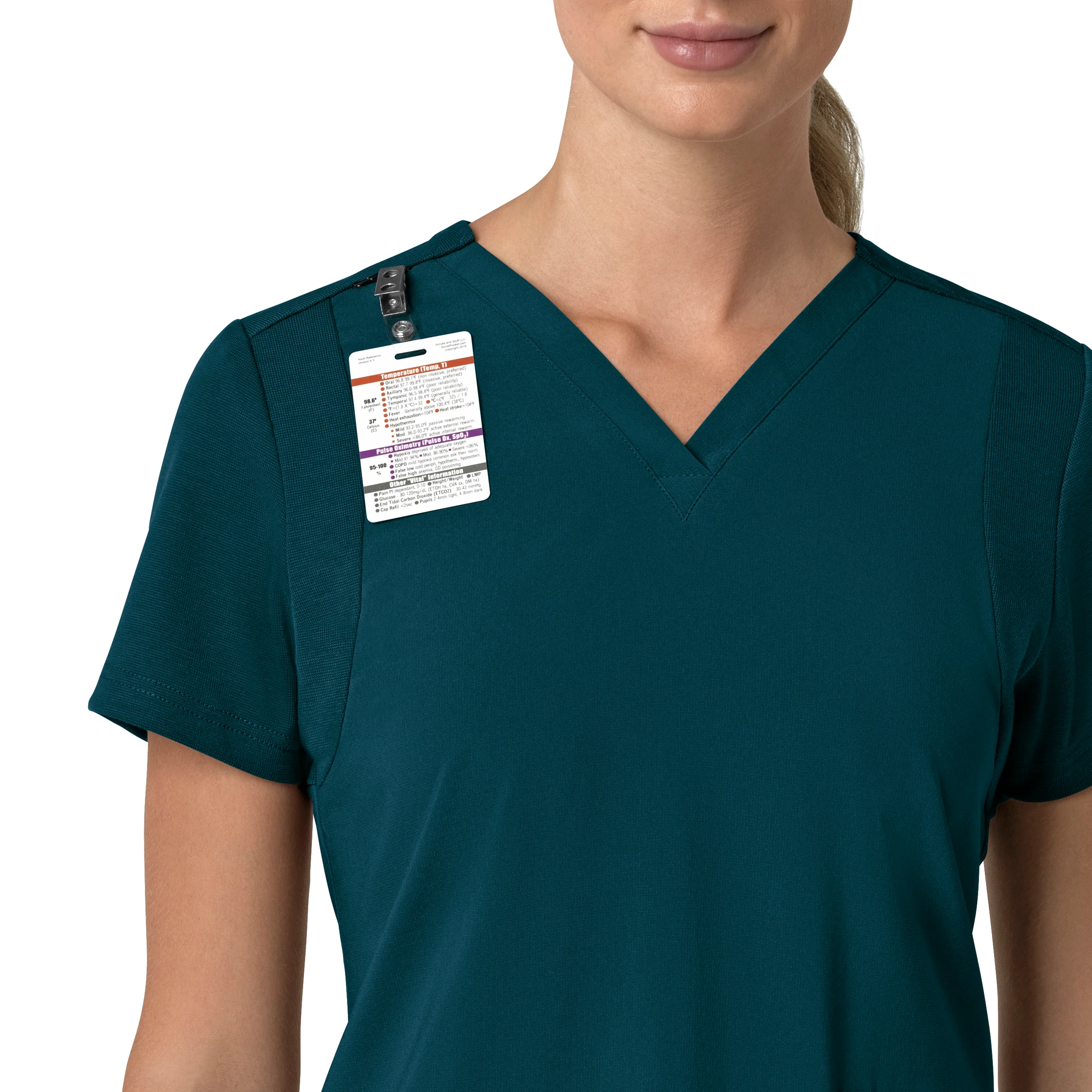 Carhartt Force Cross-Flex Women's Flex Panel V-Neck Scrub Top - Caribbean - Image 6
