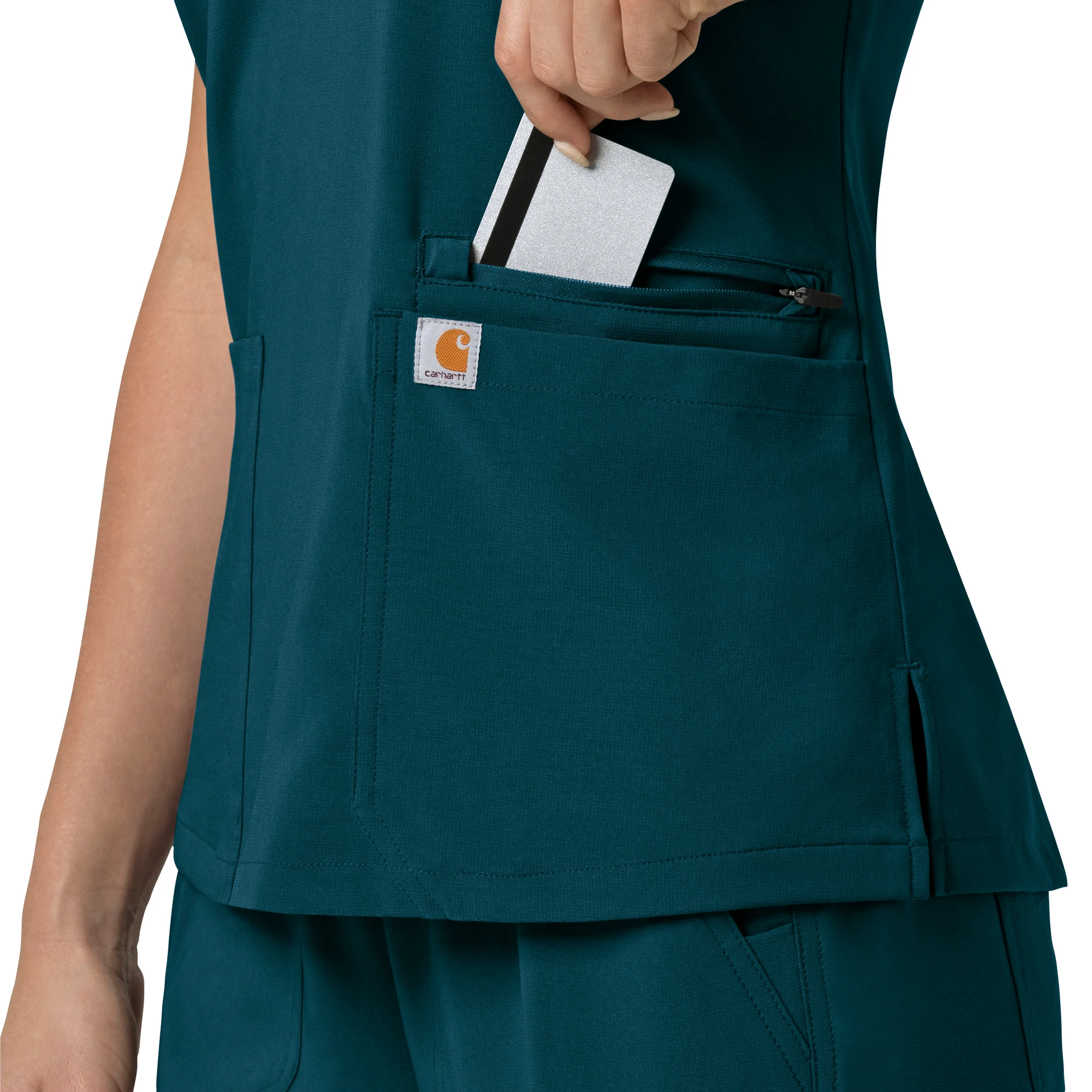 Carhartt Force Cross-Flex Women's Flex Panel V-Neck Scrub Top - Caribbean - Image 8