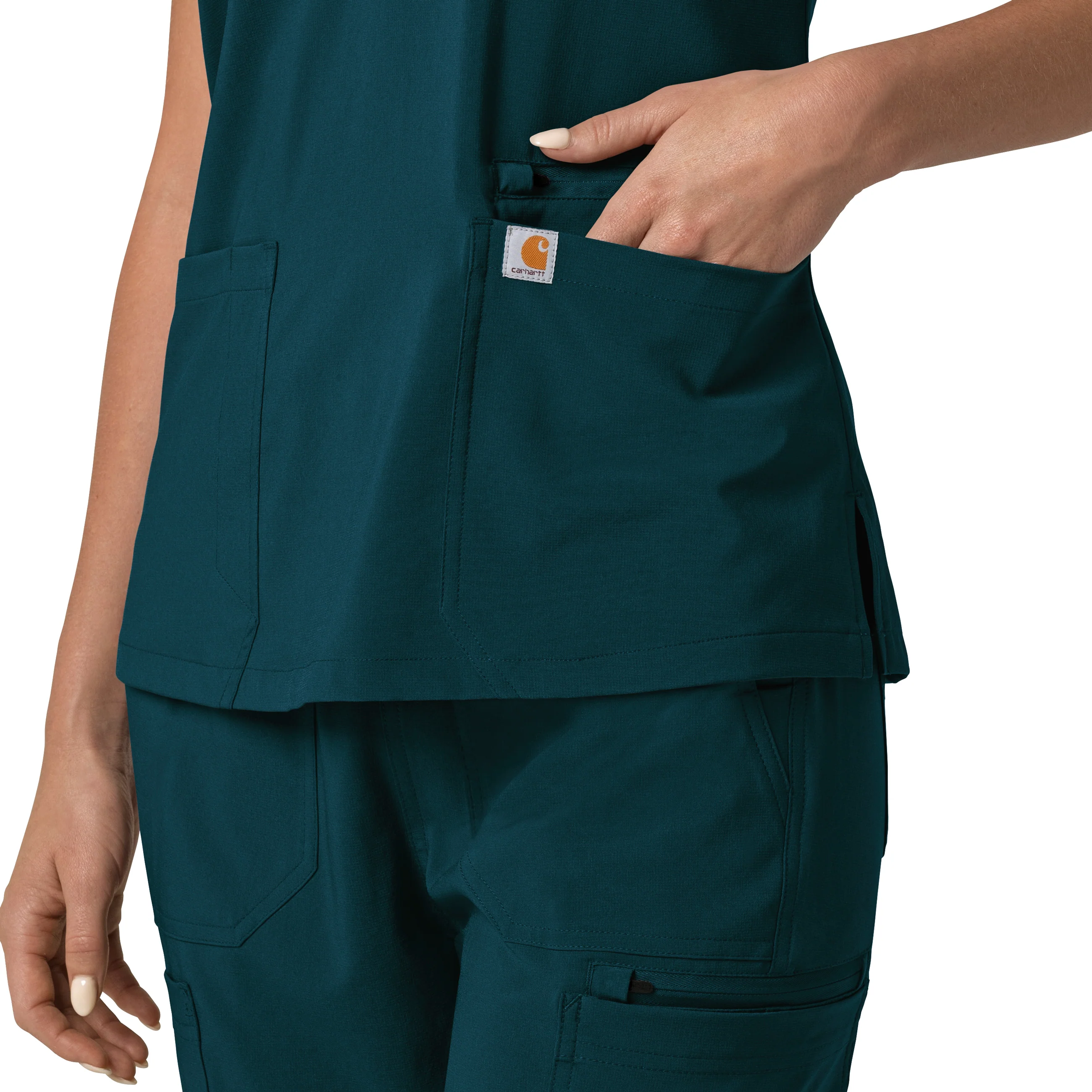 Carhartt Force Cross-Flex Women's Flex Panel V-Neck Scrub Top - Caribbean - Image 9