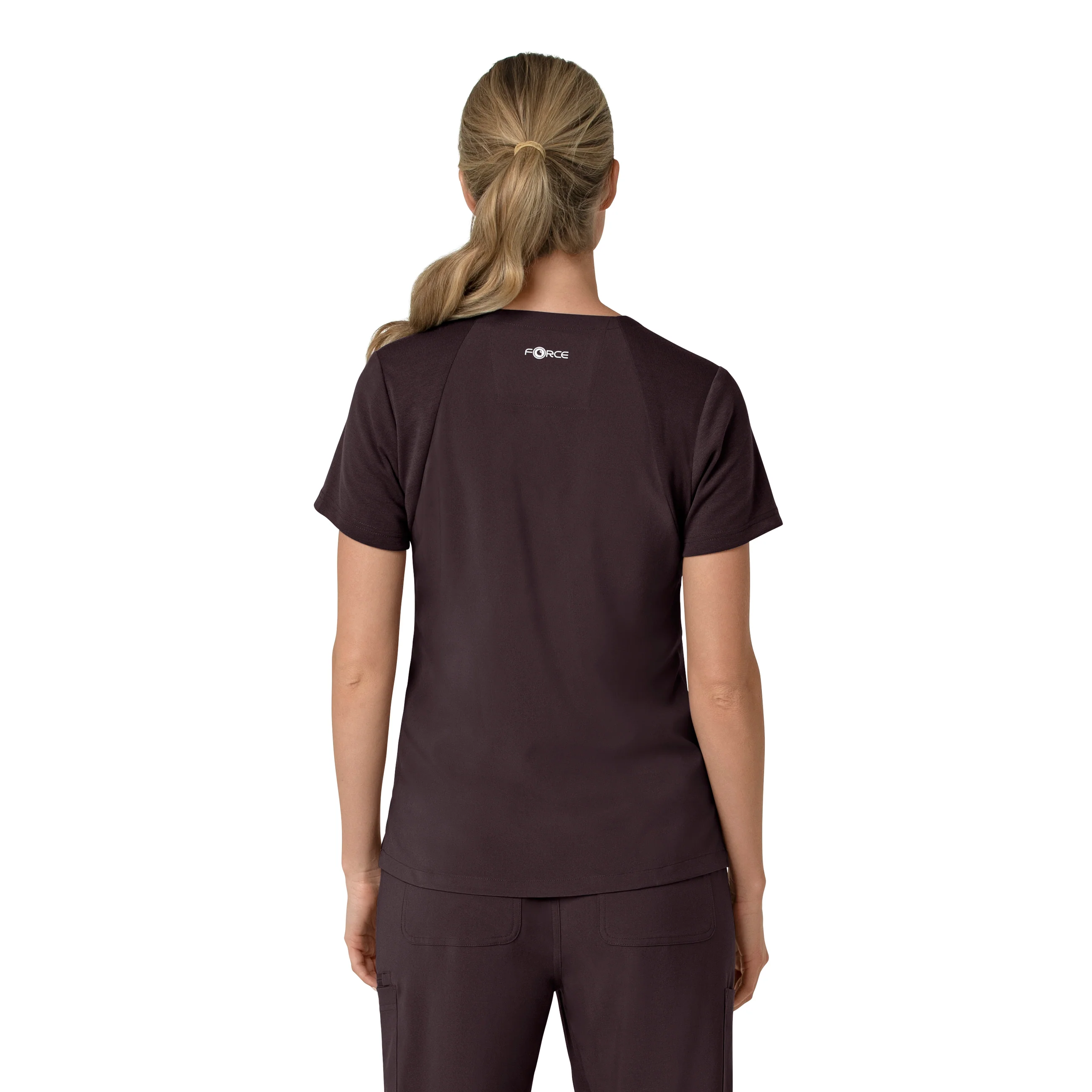 Carhartt Force Cross-Flex Women's Flex Panel V-Neck Scrub Top - Dark Sepia - Image 2