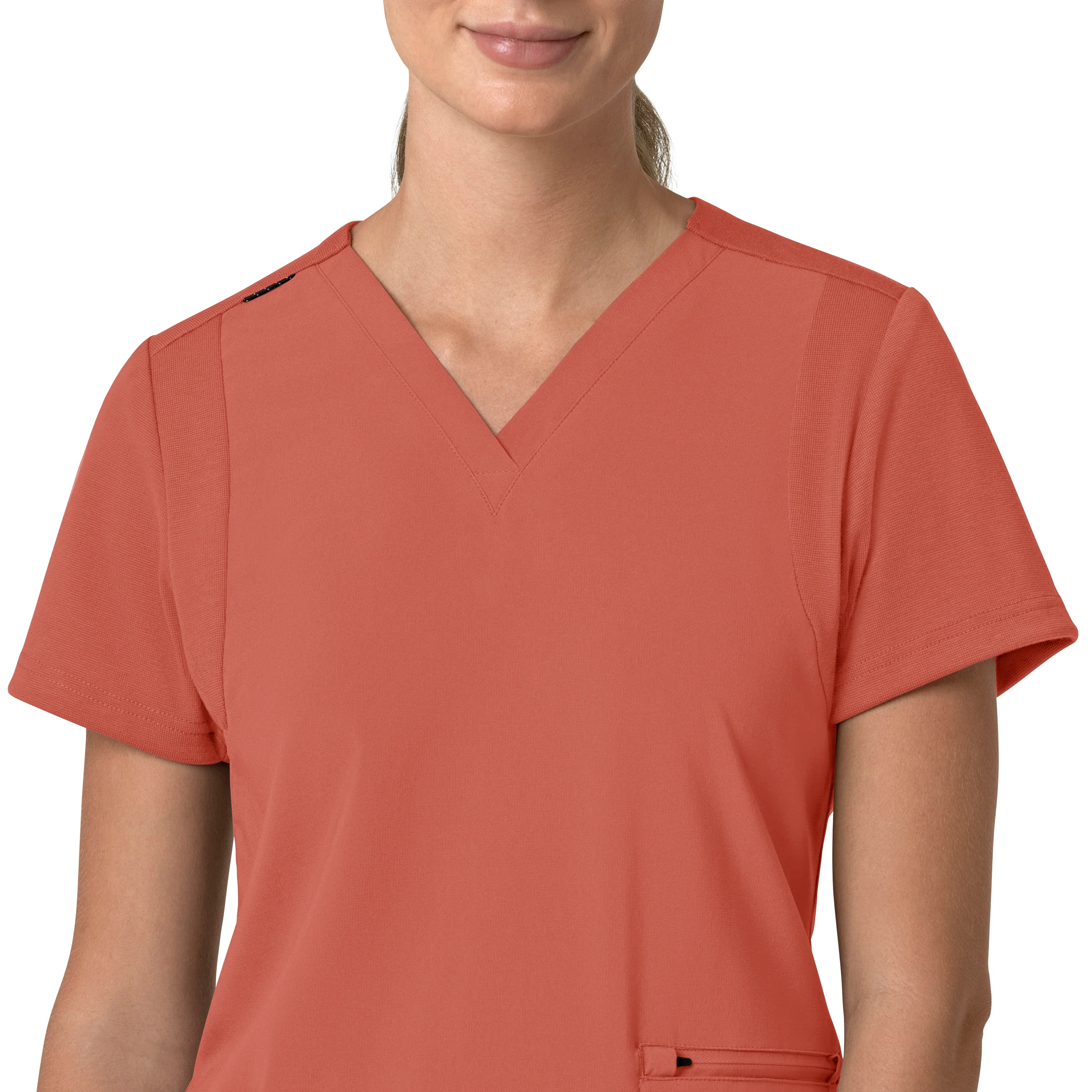 Carhartt Force Cross-Flex Women's Flex Panel V-Neck Scrub Top - Dusty Cedar - Image 5