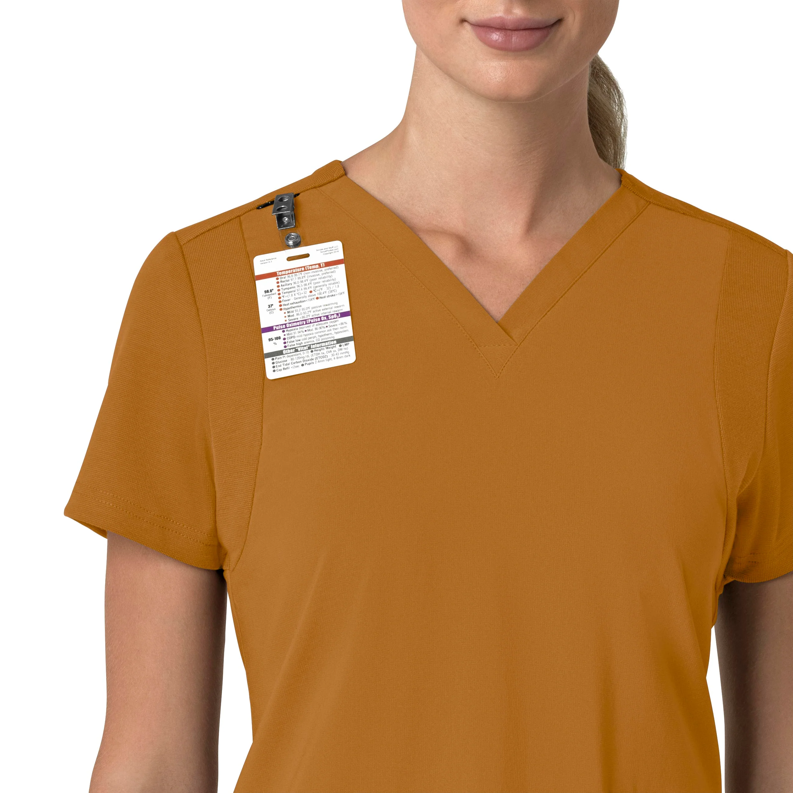 Carhartt Force Cross-Flex Women's Flex Panel V-Neck Scrub Top - Fox Brown - Image 6