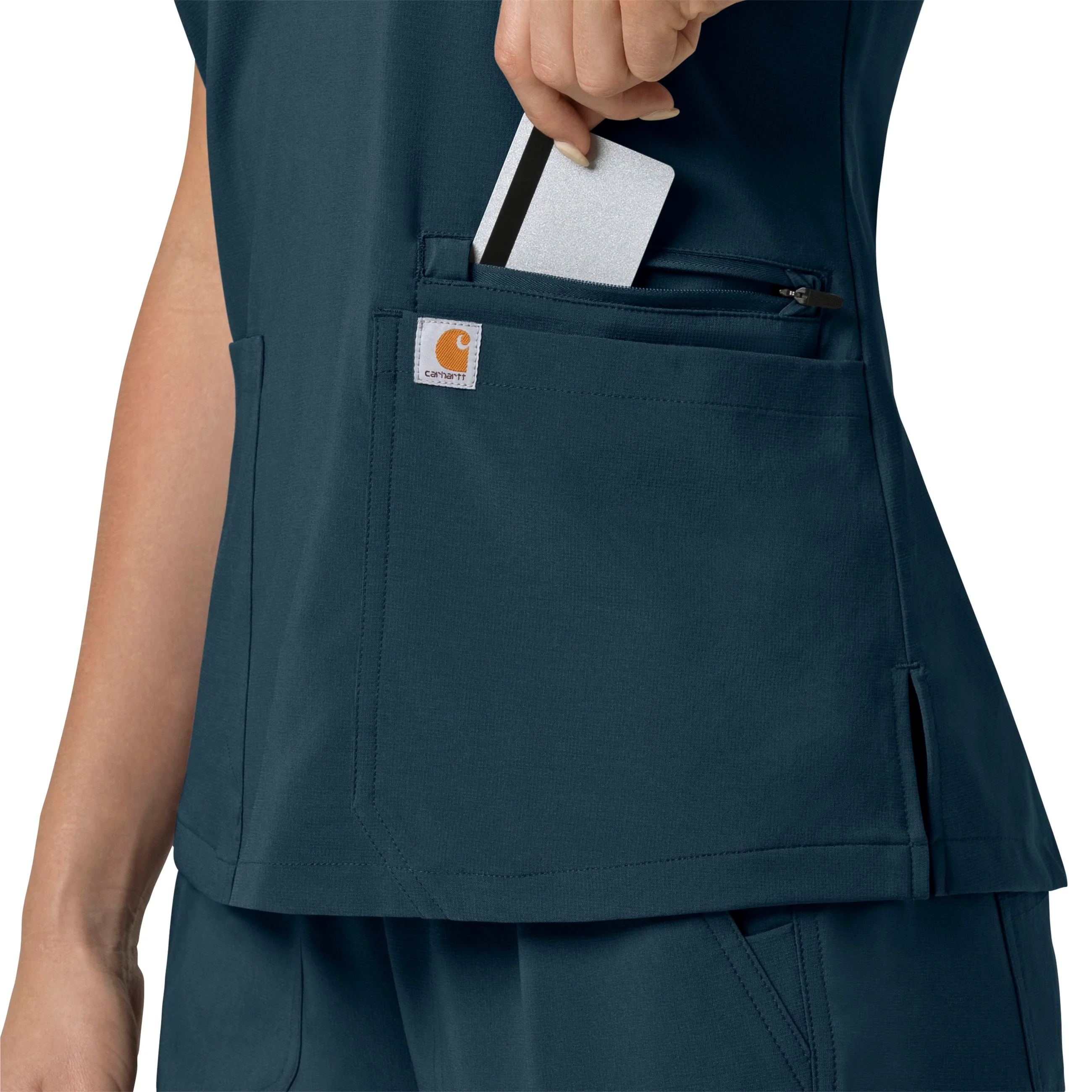 Carhartt Force Cross-Flex Women's Flex Panel V-Neck Scrub Top - Deep Navy - Image 8