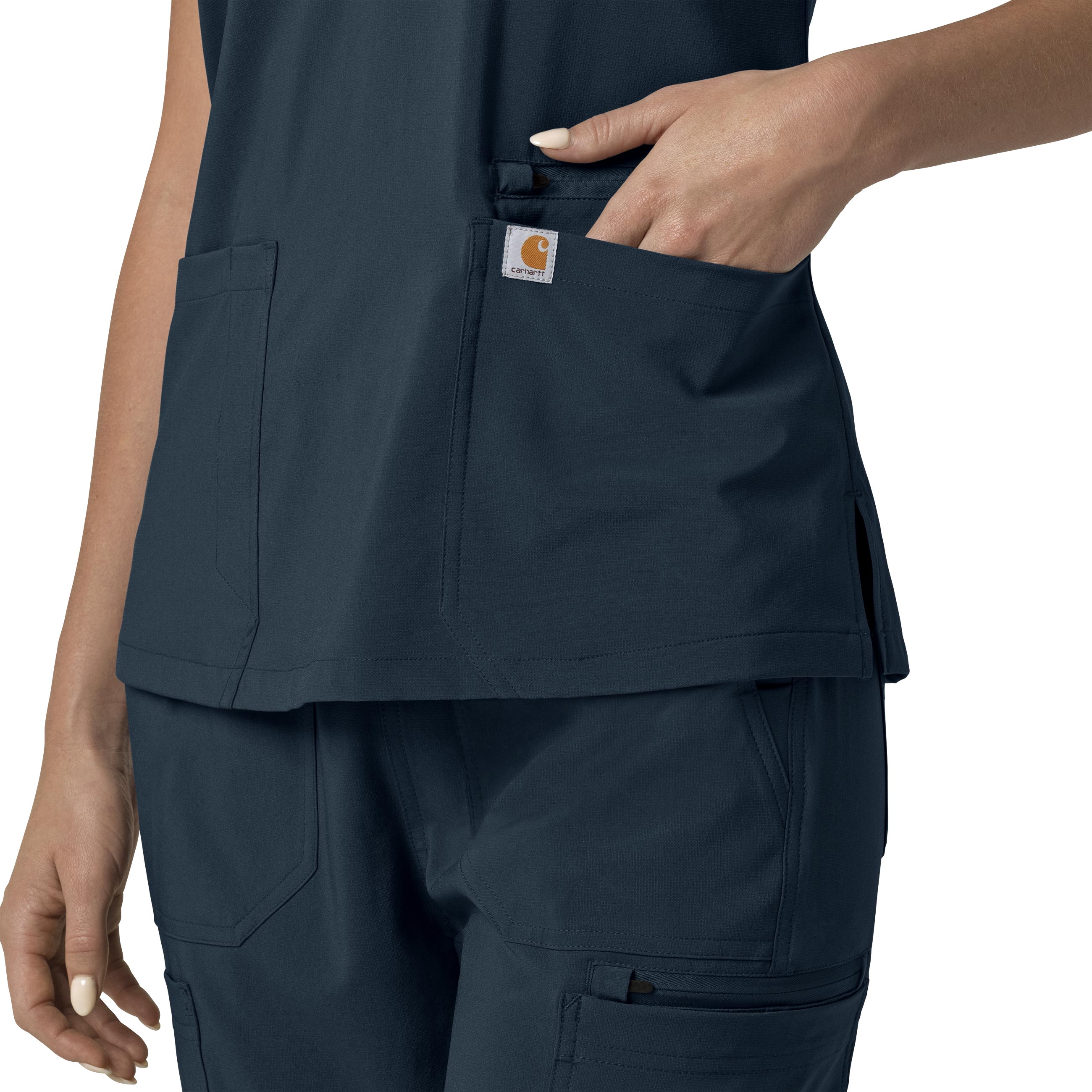 Carhartt Force Cross-Flex Women's Flex Panel V-Neck Scrub Top - Deep Navy - Image 9