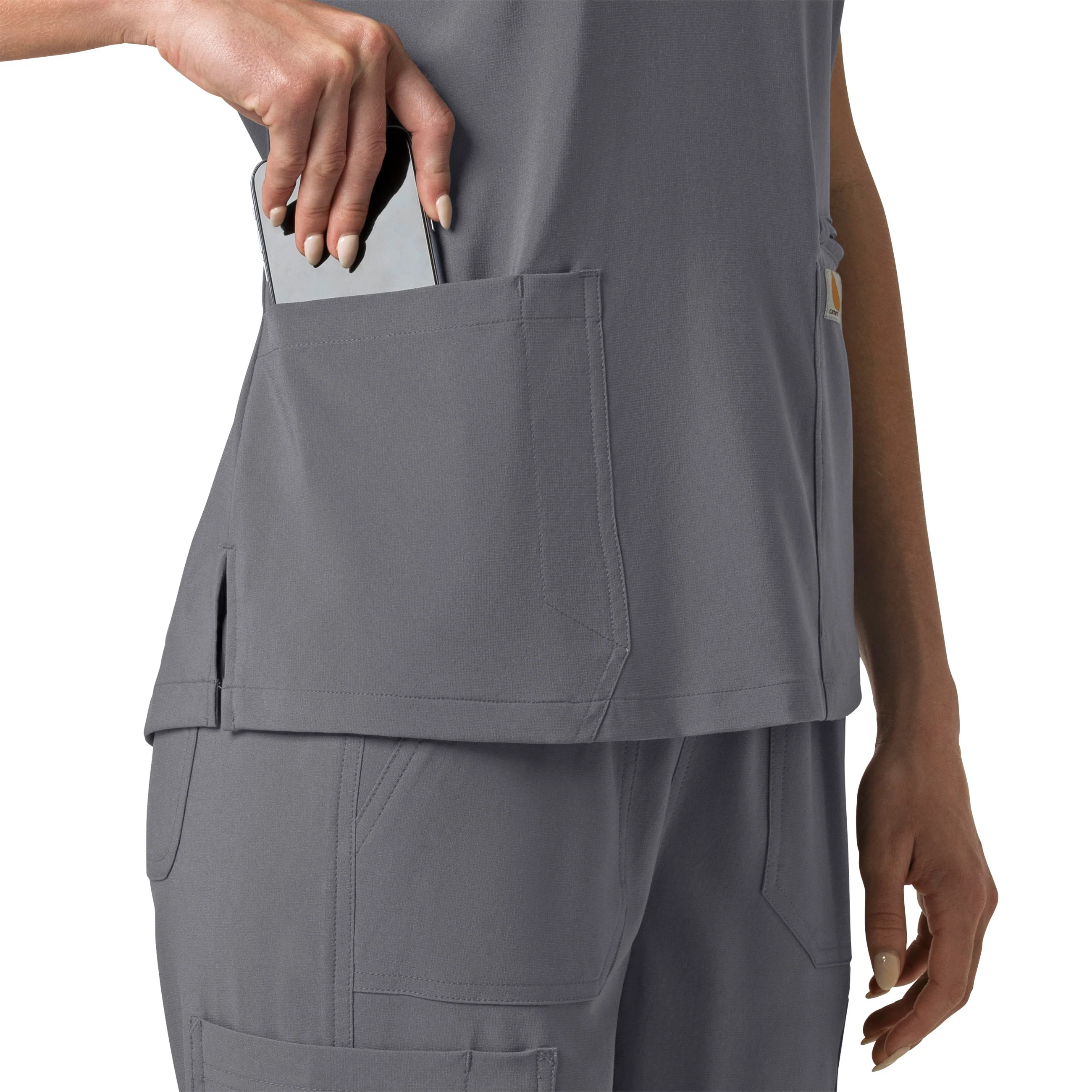 Carhartt Force Cross-Flex Women's Flex Panel V-Neck Scrub Top - Pewter - Image 10