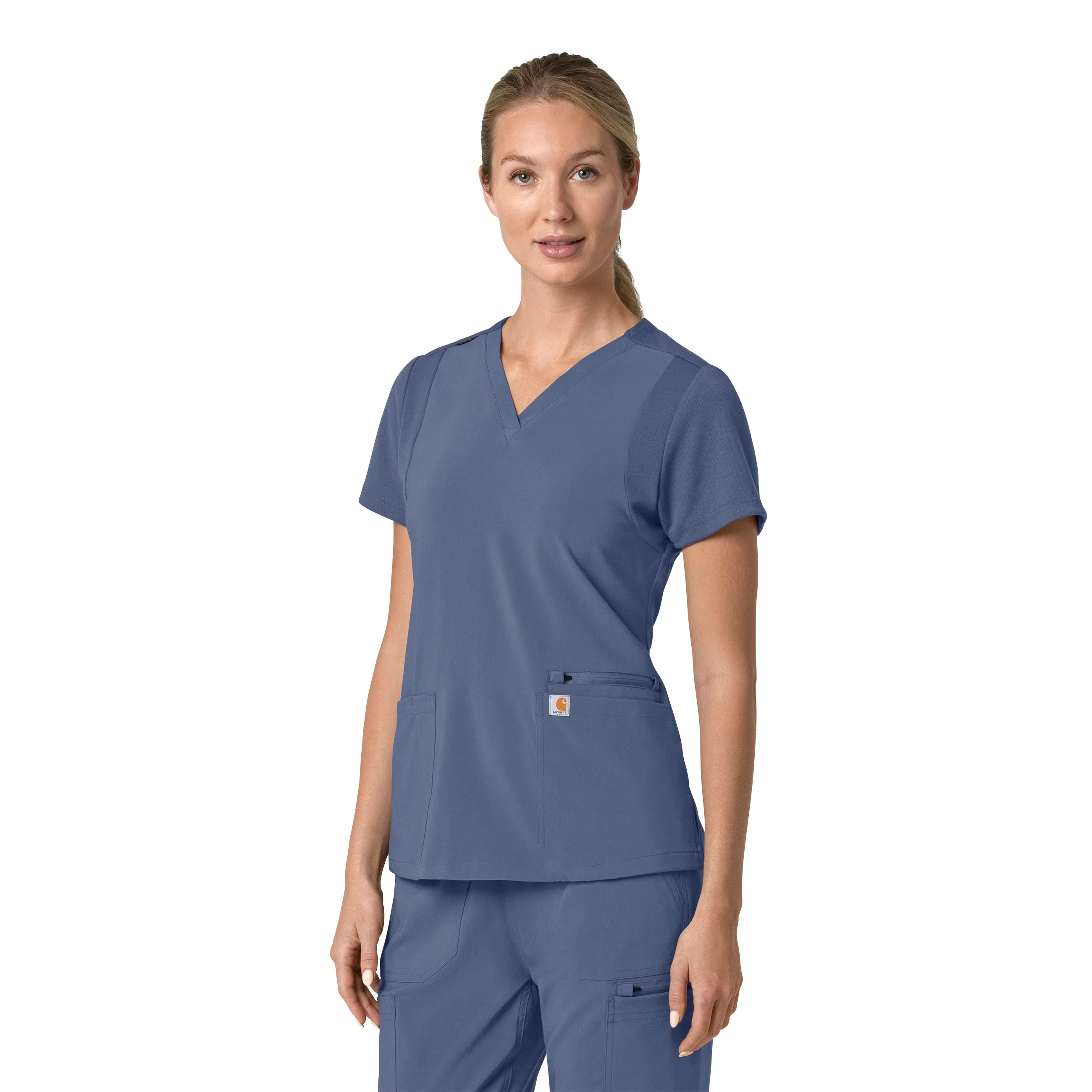 Carhartt Force Cross-Flex Women's Flex Panel V-Neck Scrub Top - Riverside - Image 4