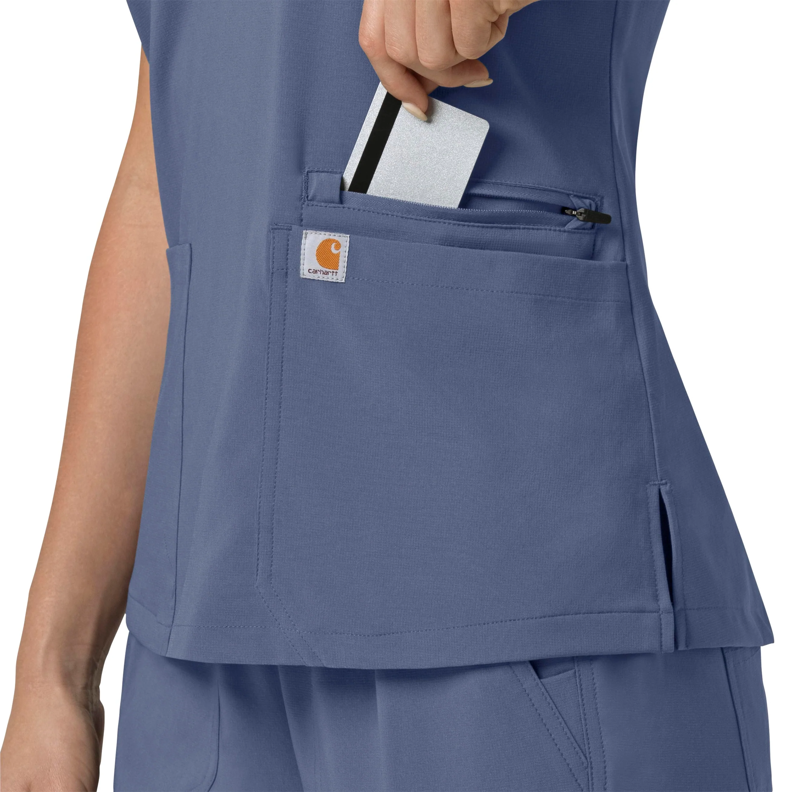 Carhartt Force Cross-Flex Women's Flex Panel V-Neck Scrub Top - Riverside - Image 8