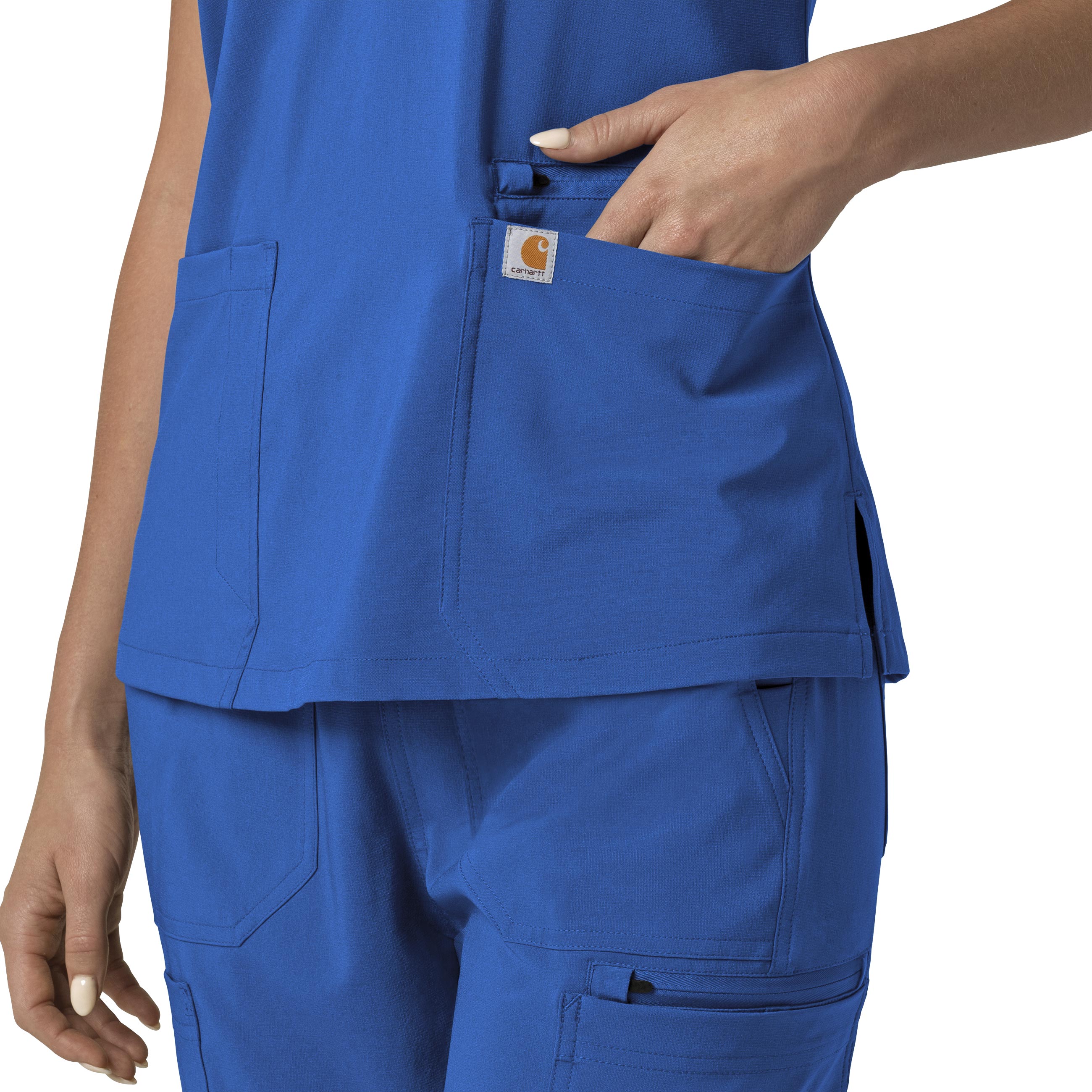 Carhartt Force Cross-Flex Women's Flex Panel V-Neck Scrub Top - Royal - Image 9