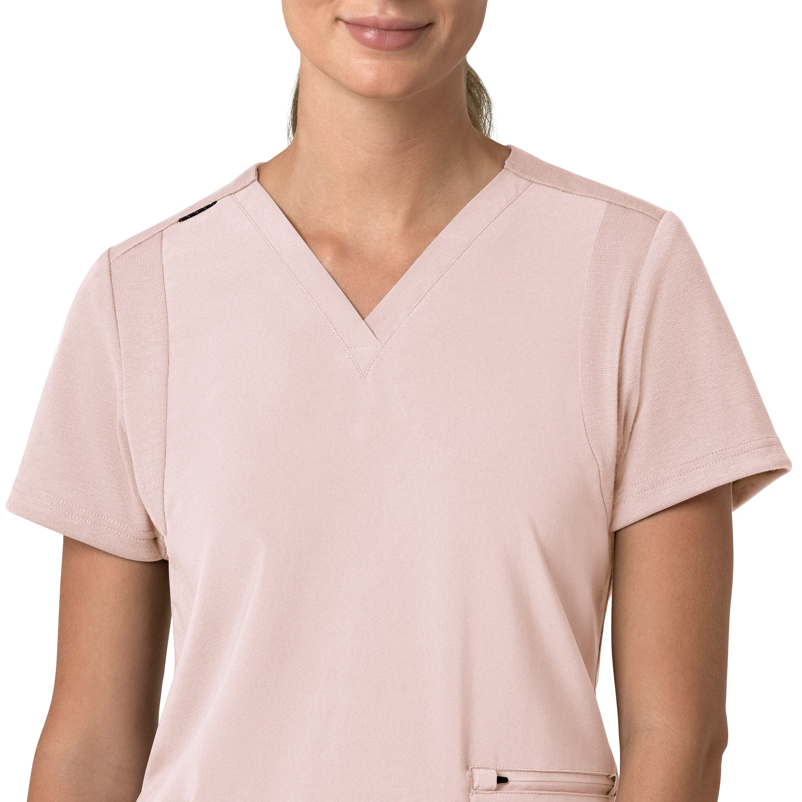 Carhartt Force Cross-Flex Women's Flex Panel V-Neck Scrub Top - Soft Rose - Image 5