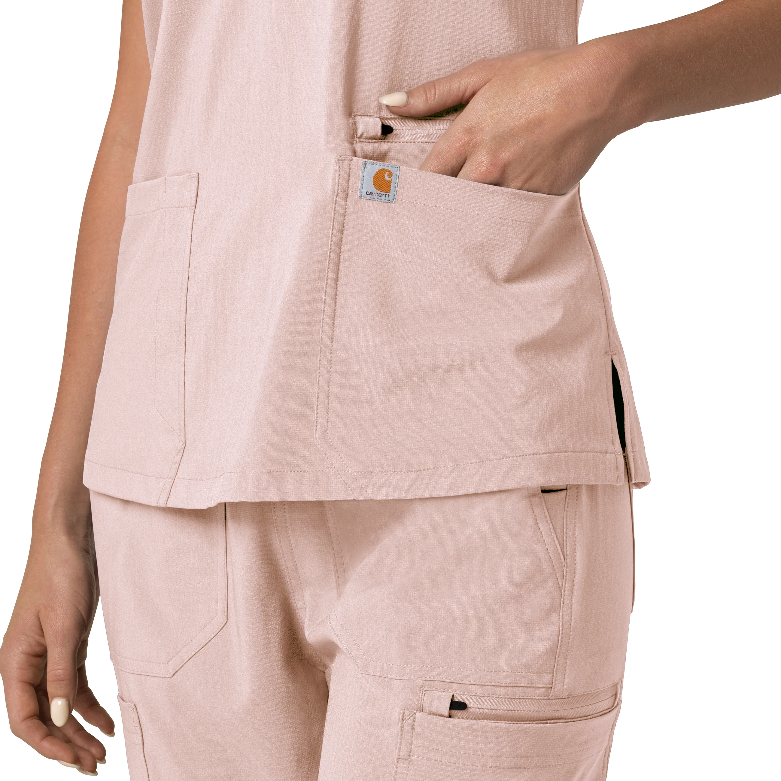Carhartt Force Cross-Flex Women's Flex Panel V-Neck Scrub Top - Soft Rose - Image 9