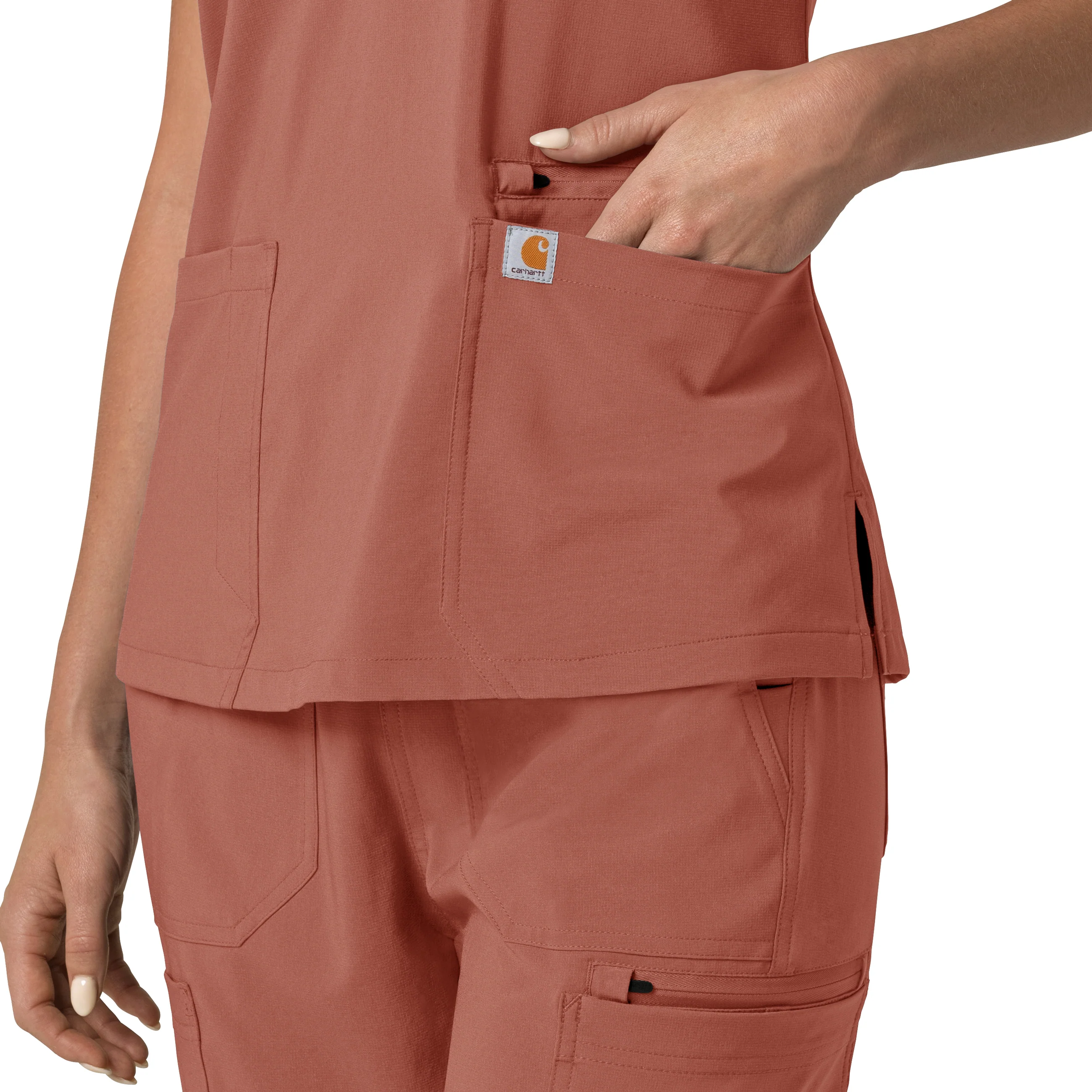 Carhartt Force Cross-Flex Women's Flex Panel V-Neck Scrub Top - Wildrose - Image 9
