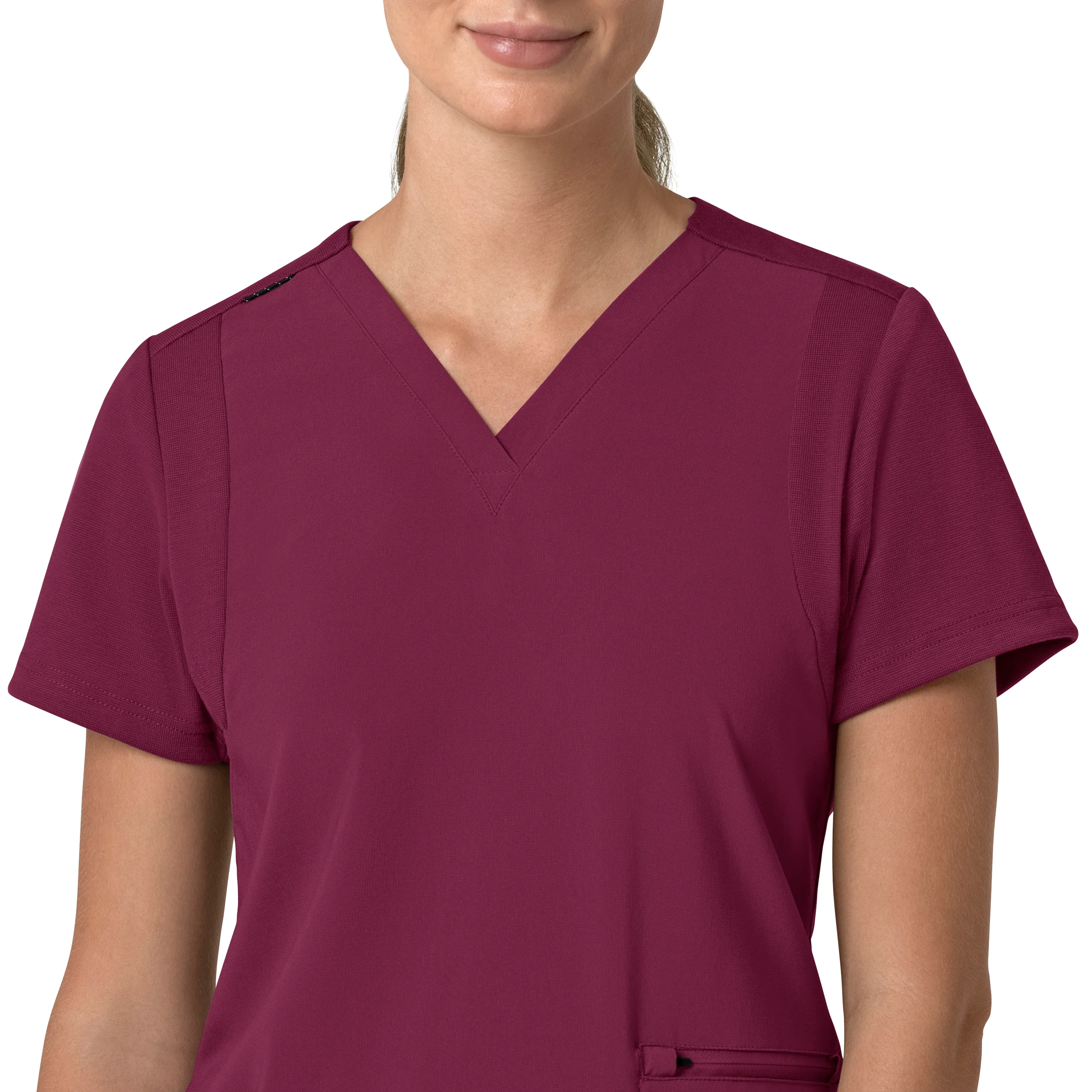 Carhartt Force Cross-Flex Women's Flex Panel V-Neck Scrub Top - Wine - Image 4