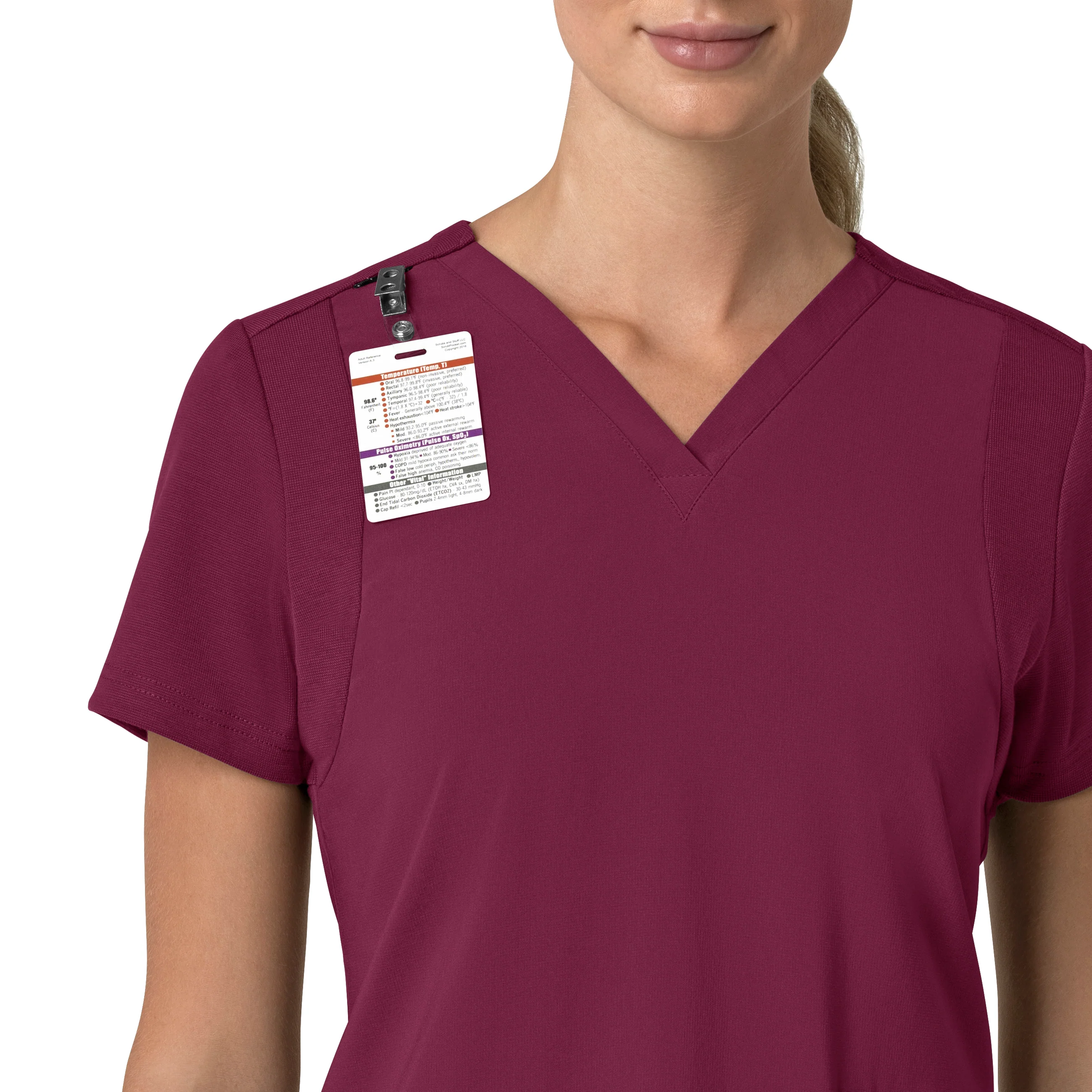 Carhartt Force Cross-Flex Women's Flex Panel V-Neck Scrub Top - Wine - Image 5