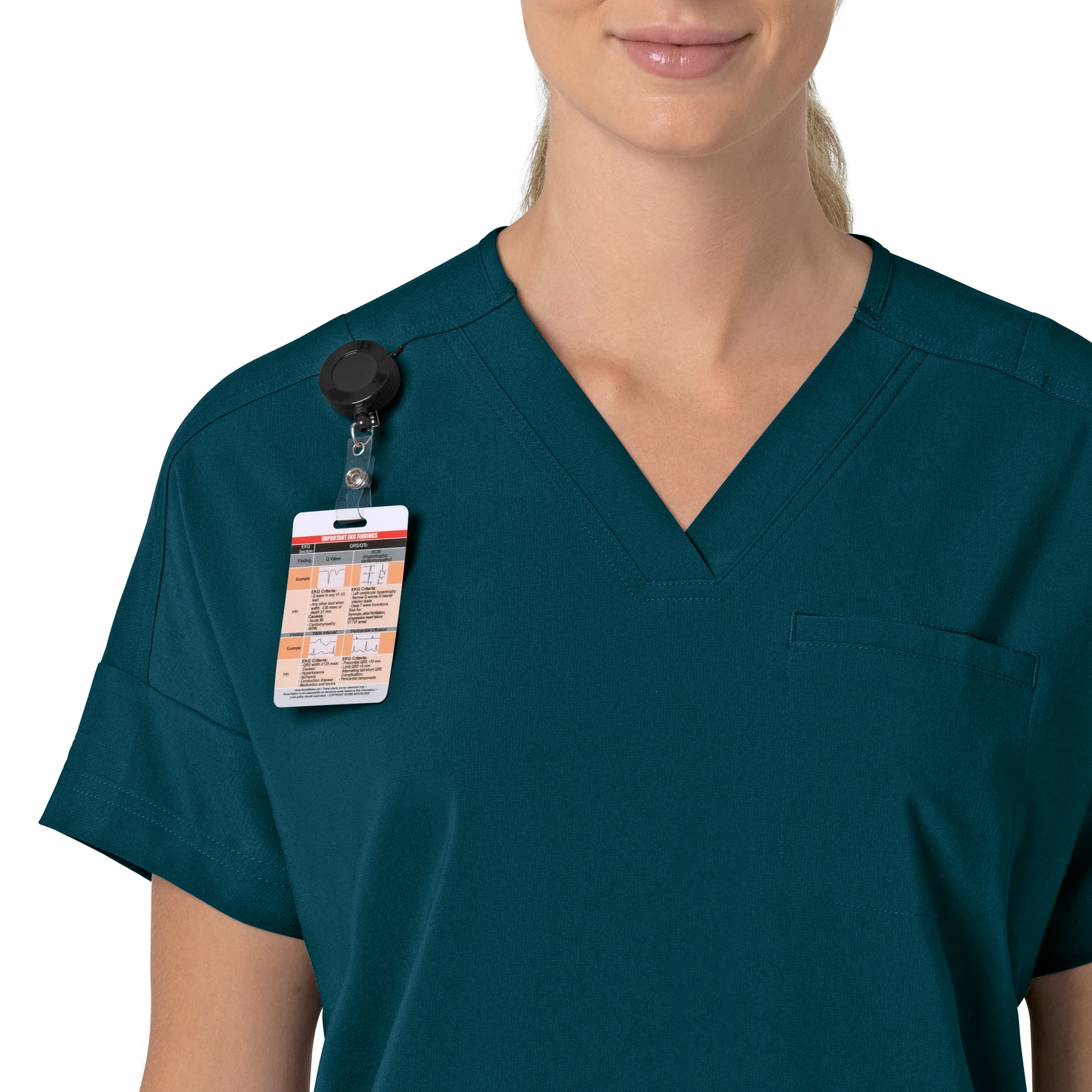 Carhartt Force Cross-Flex Women's Oversized V-Neck Scrub Top - Caribbean - Image 6