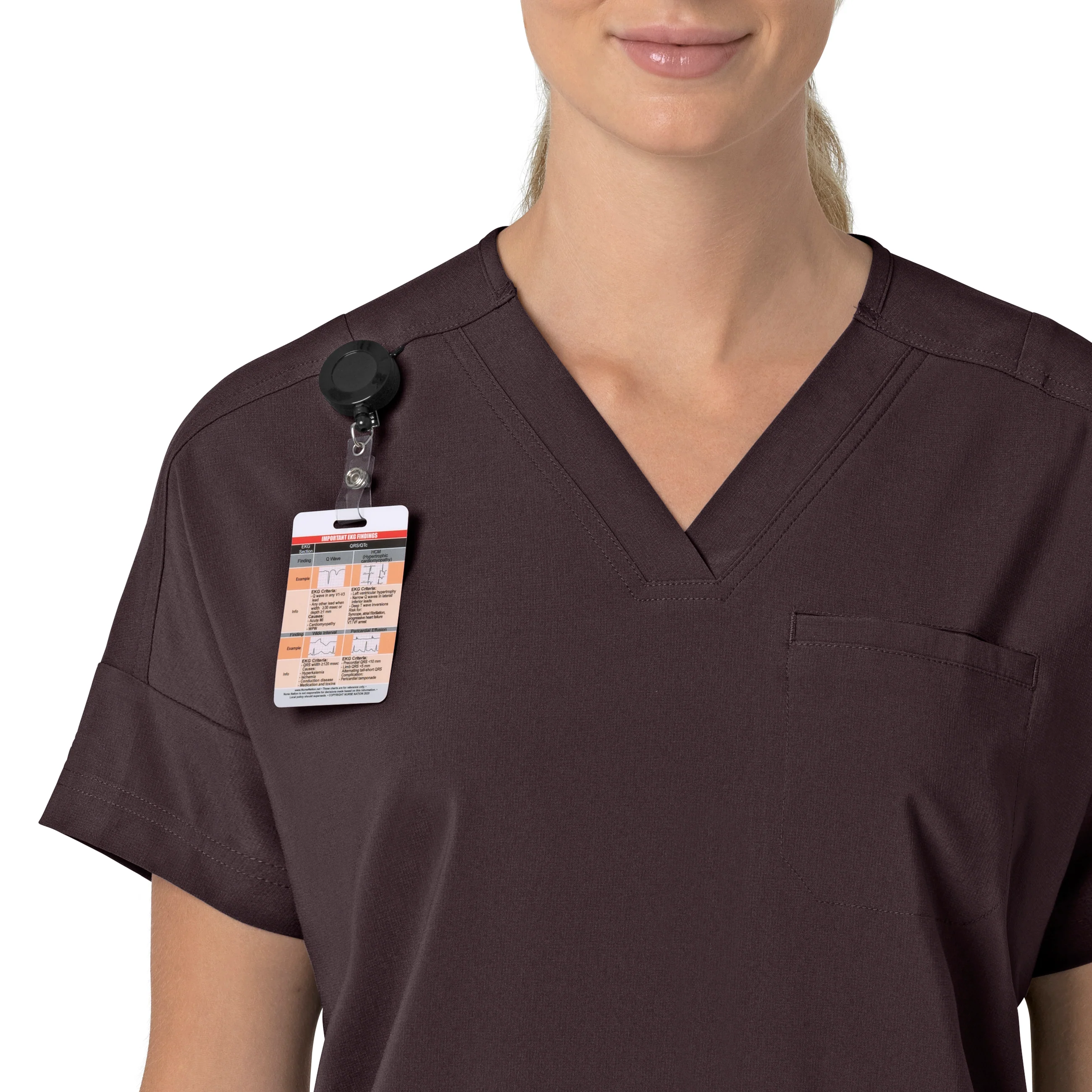 Carhartt Force Cross-Flex Women's Oversized V-Neck Scrub Top - Dark Sepia - Image 6