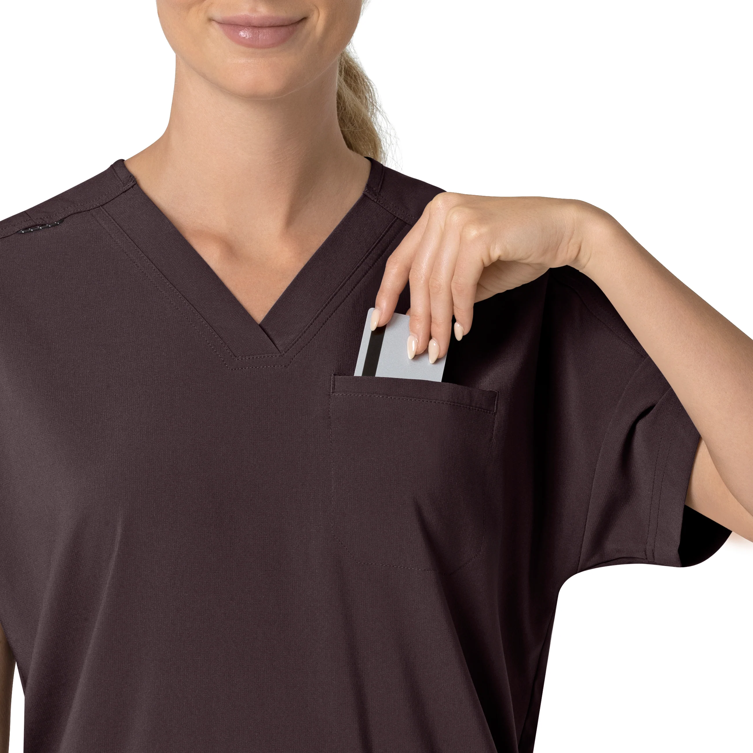 Carhartt Force Cross-Flex Women's Oversized V-Neck Scrub Top - Dark Sepia - Image 8