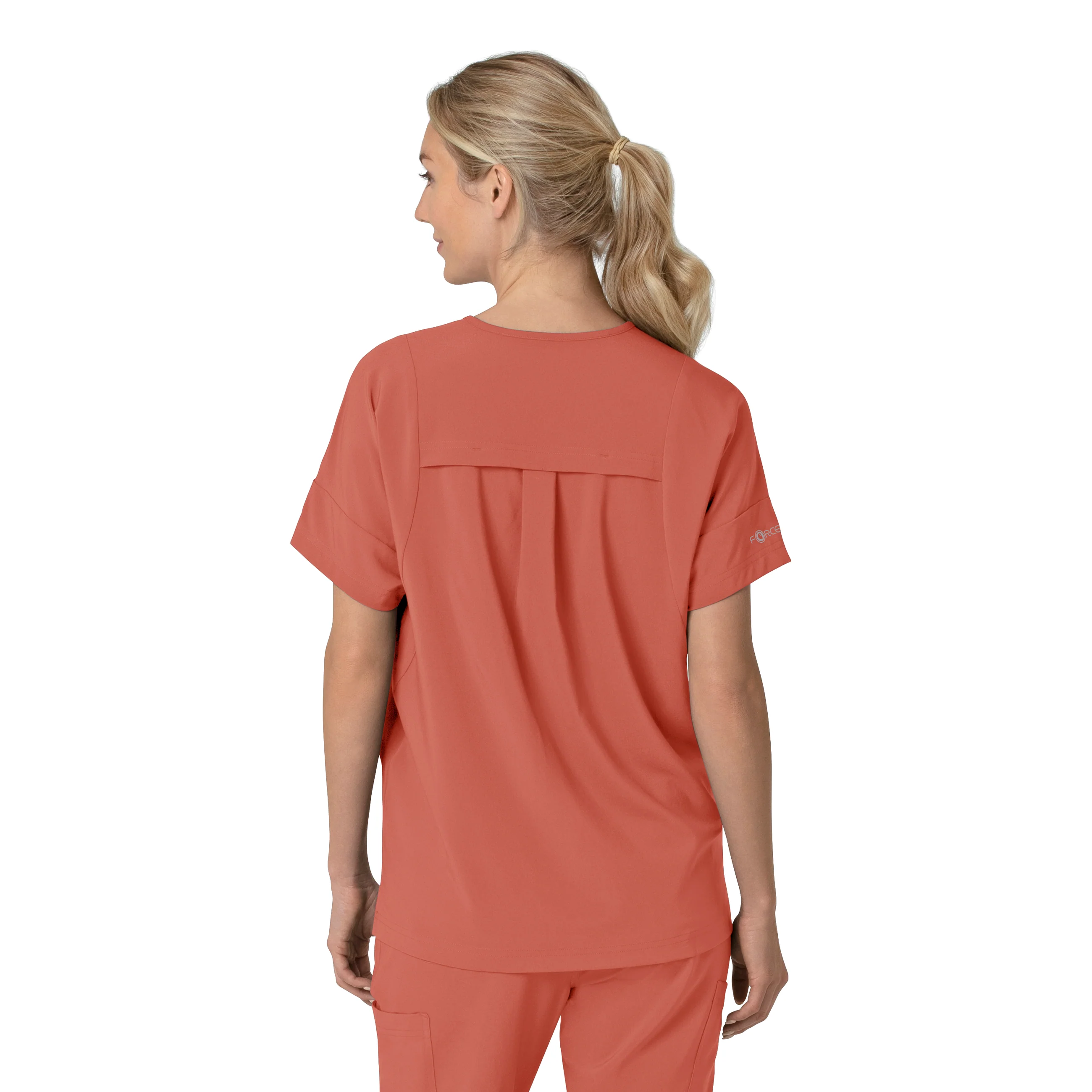 Carhartt Force Cross-Flex Women's Oversized V-Neck Scrub Top - Dusty Cedar - Image 2