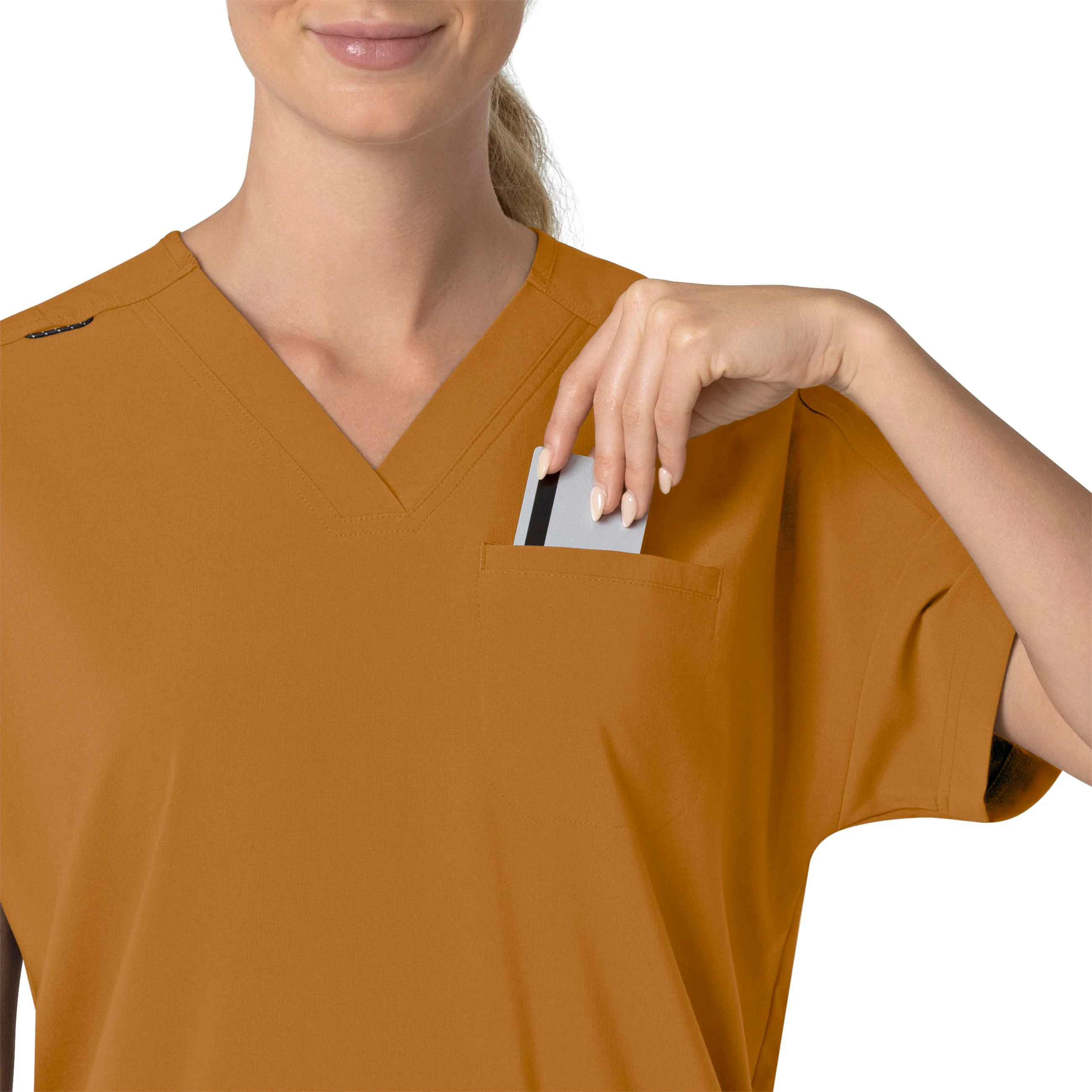Carhartt Force Cross-Flex Women's Oversized V-Neck Scrub Top - Fox Brown - Image 8