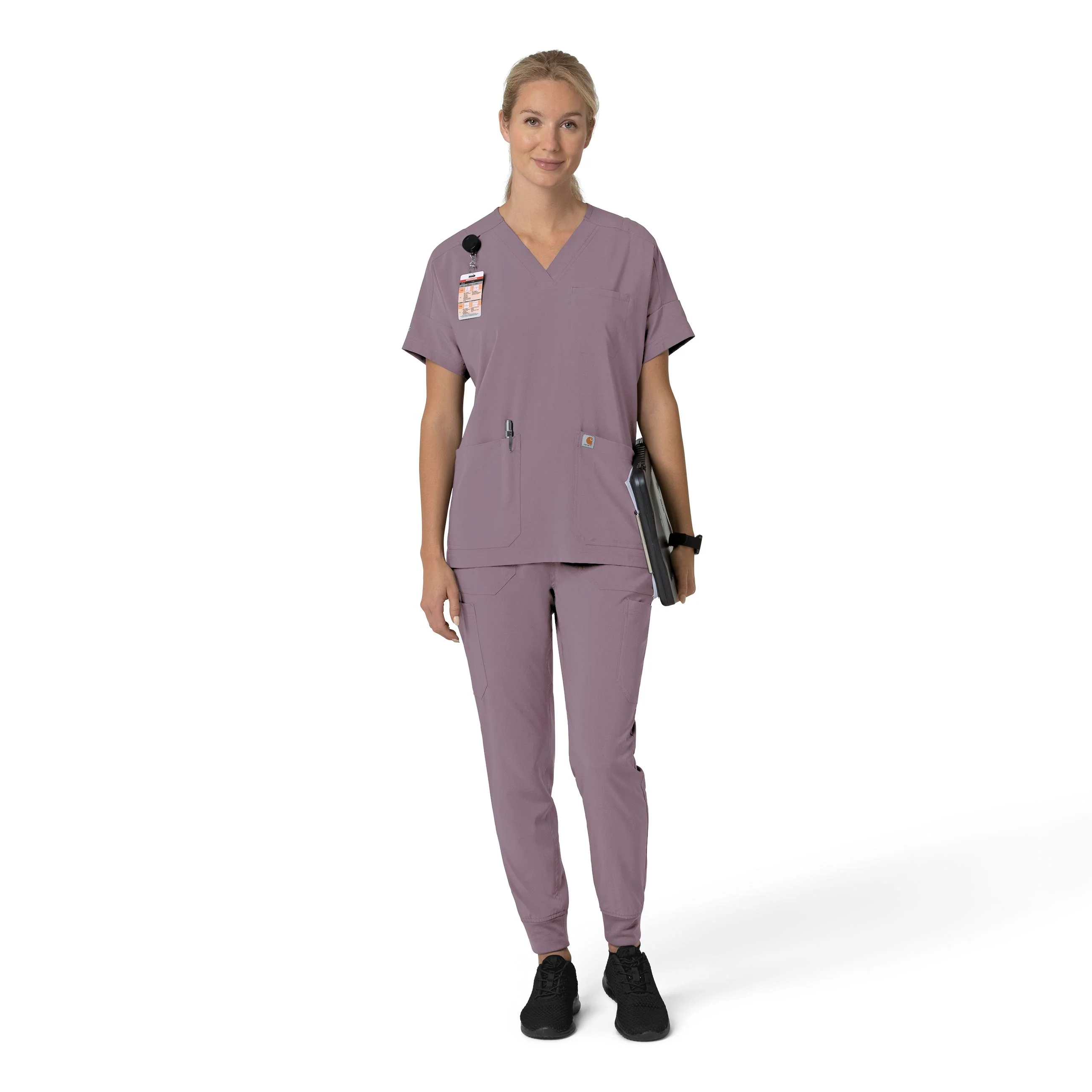 Carhartt Force Cross-Flex Women's Oversized V-Neck Scrub Top - Lavender Mist - Image 3
