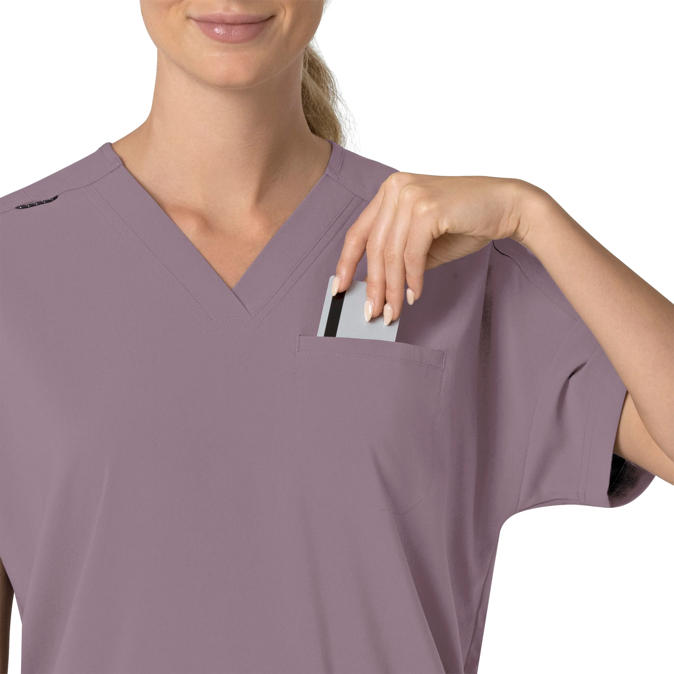 Carhartt Force Cross-Flex Women's Oversized V-Neck Scrub Top - Lavender Mist - Image 8