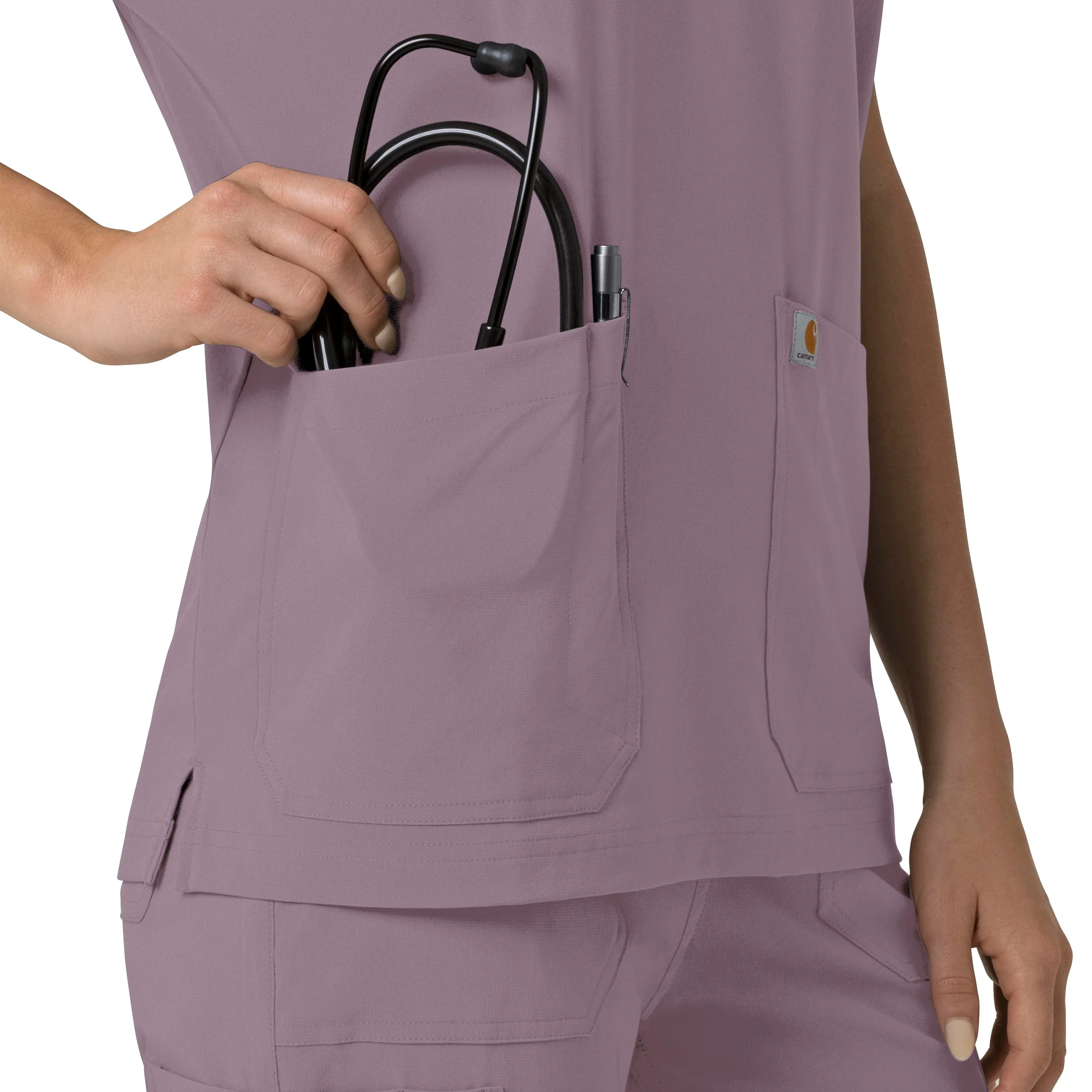Carhartt Force Cross-Flex Women's Oversized V-Neck Scrub Top - Lavender Mist - Image 9