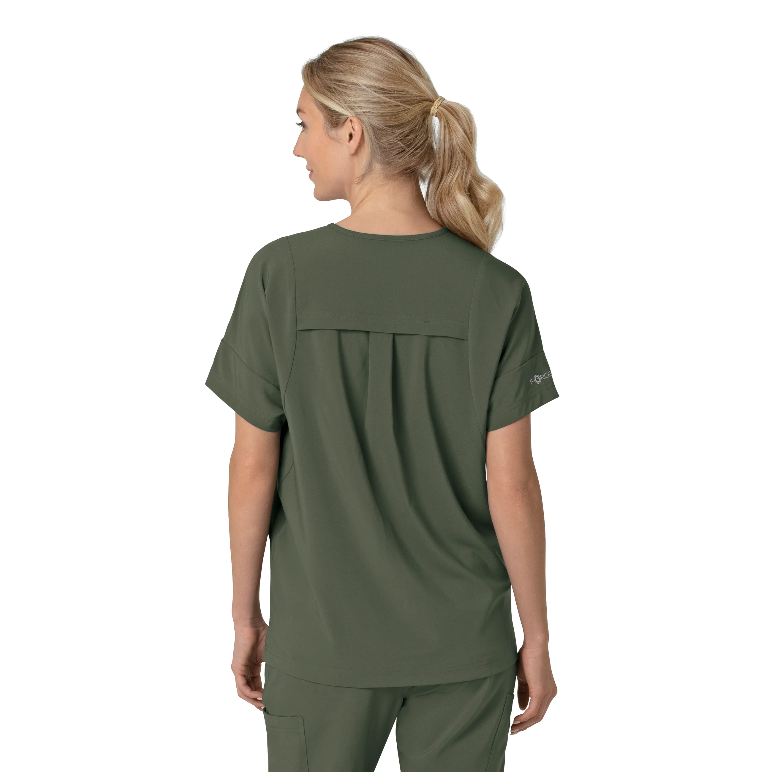 Carhartt Force Cross-Flex Women's Oversized V-Neck Scrub Top - Olive - Image 2