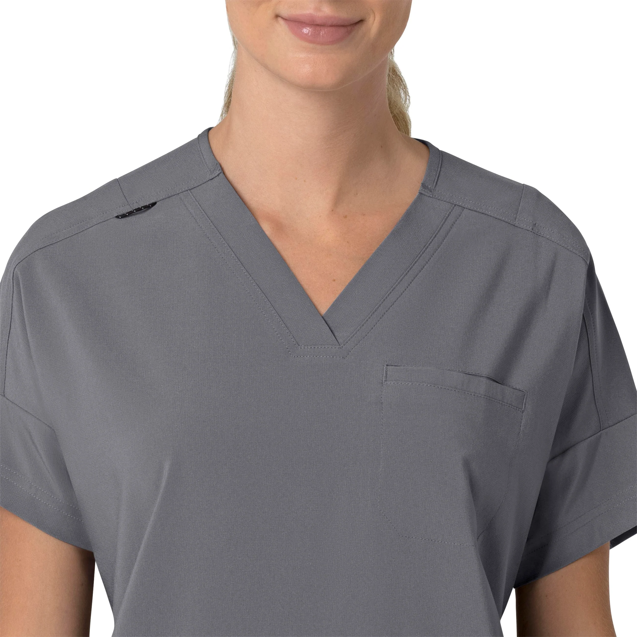 Carhartt Force Cross-Flex Women's Oversized V-Neck Scrub Top - Pewter - Image 5