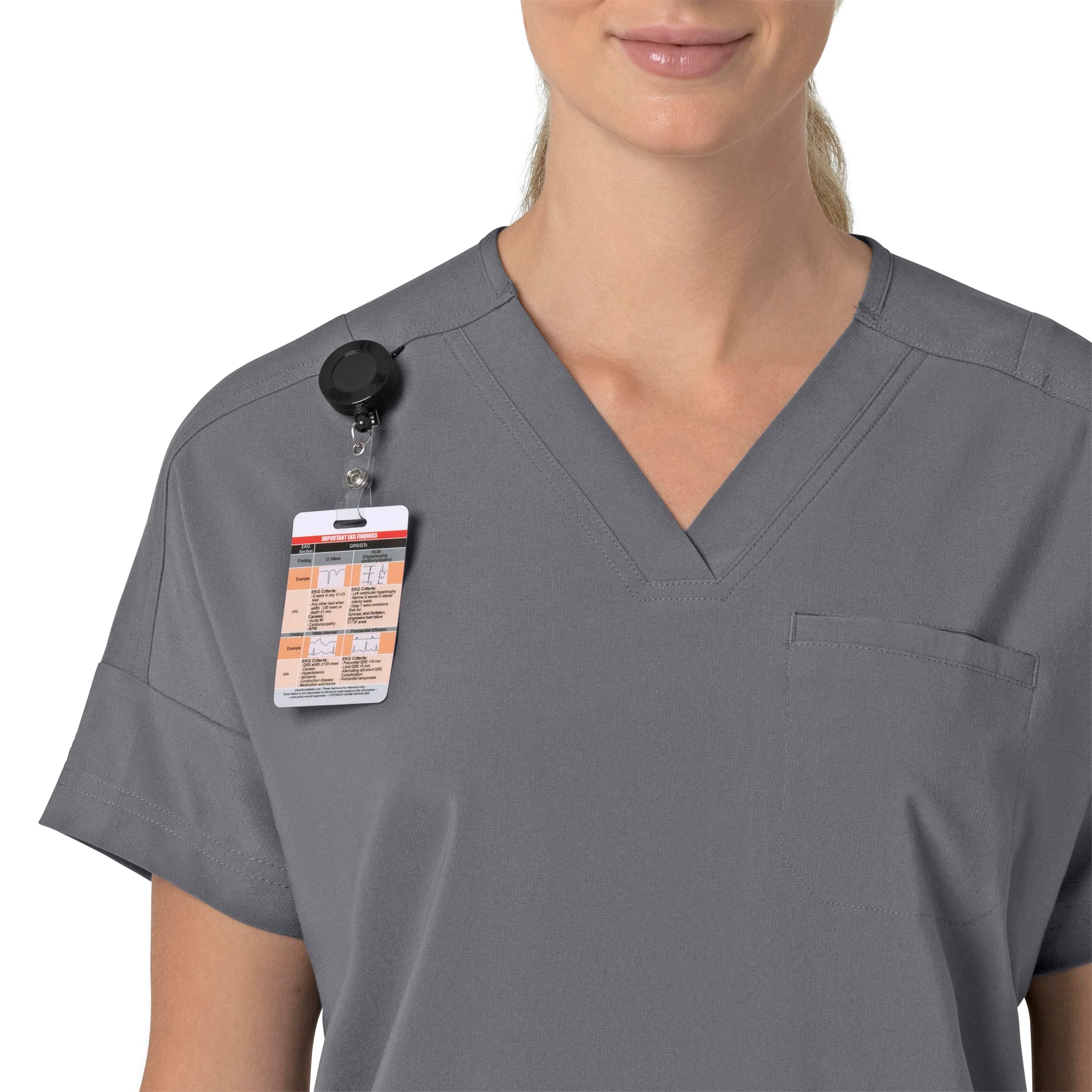 Carhartt Force Cross-Flex Women's Oversized V-Neck Scrub Top - Pewter - Image 6