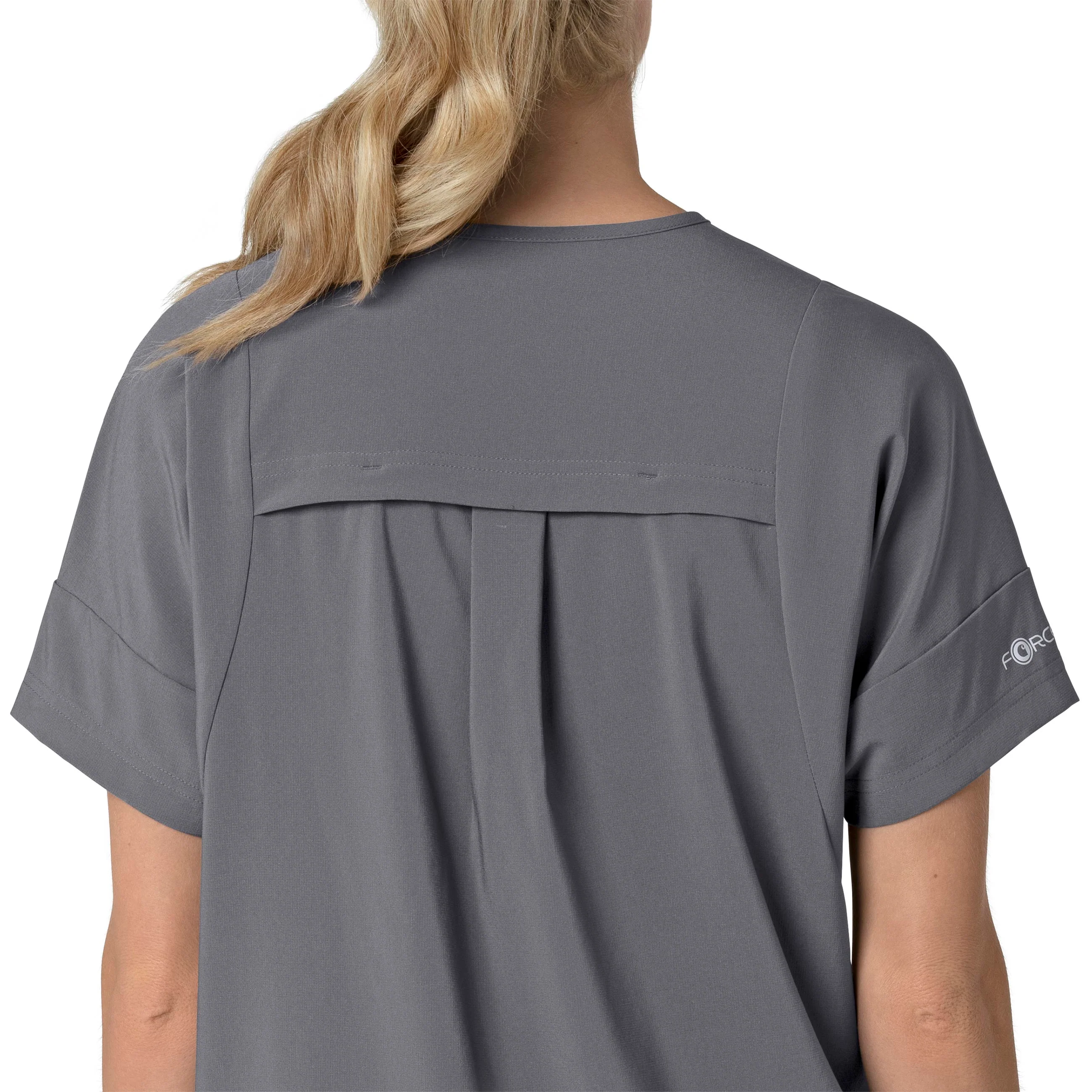 Carhartt Force Cross-Flex Women's Oversized V-Neck Scrub Top - Pewter - Image 7