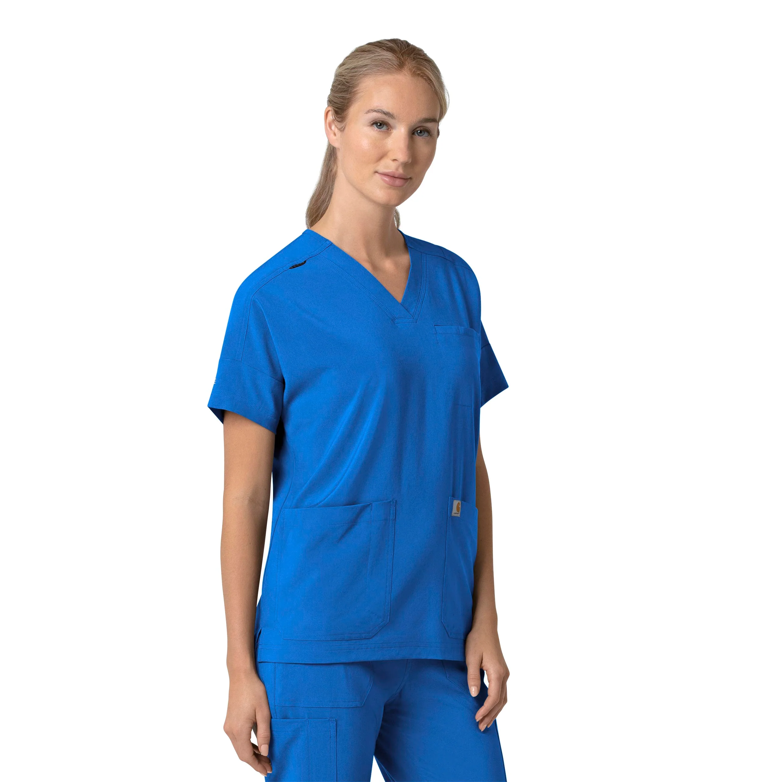 Carhartt Force Cross-Flex Women's Oversized V-Neck Scrub Top - Royal - Image 4