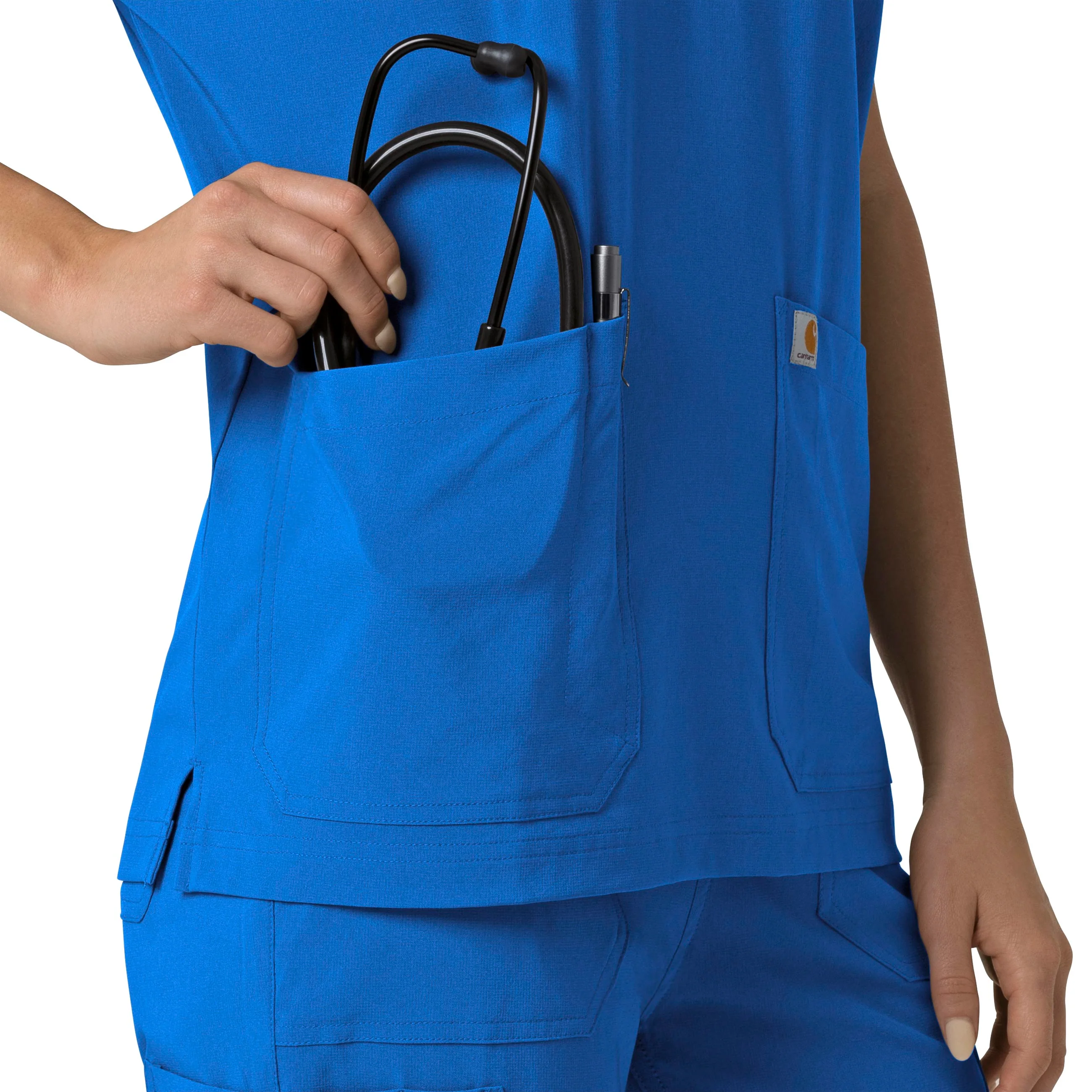 Carhartt Force Cross-Flex Women's Oversized V-Neck Scrub Top - Royal - Image 9