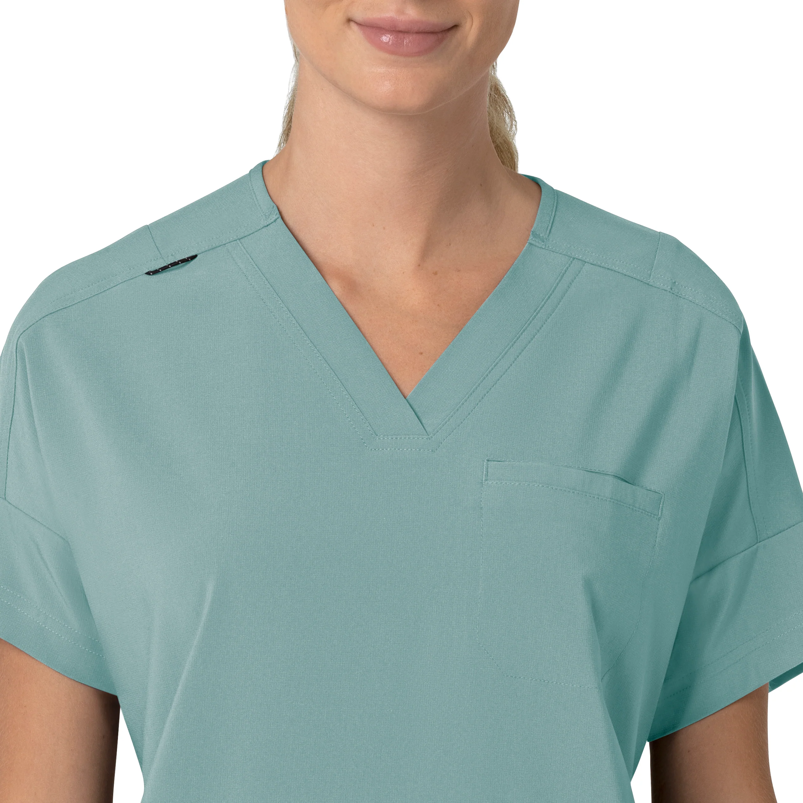 Carhartt Force Cross-Flex Women's Oversized V-Neck Scrub Top - Summer Blue - Image 5