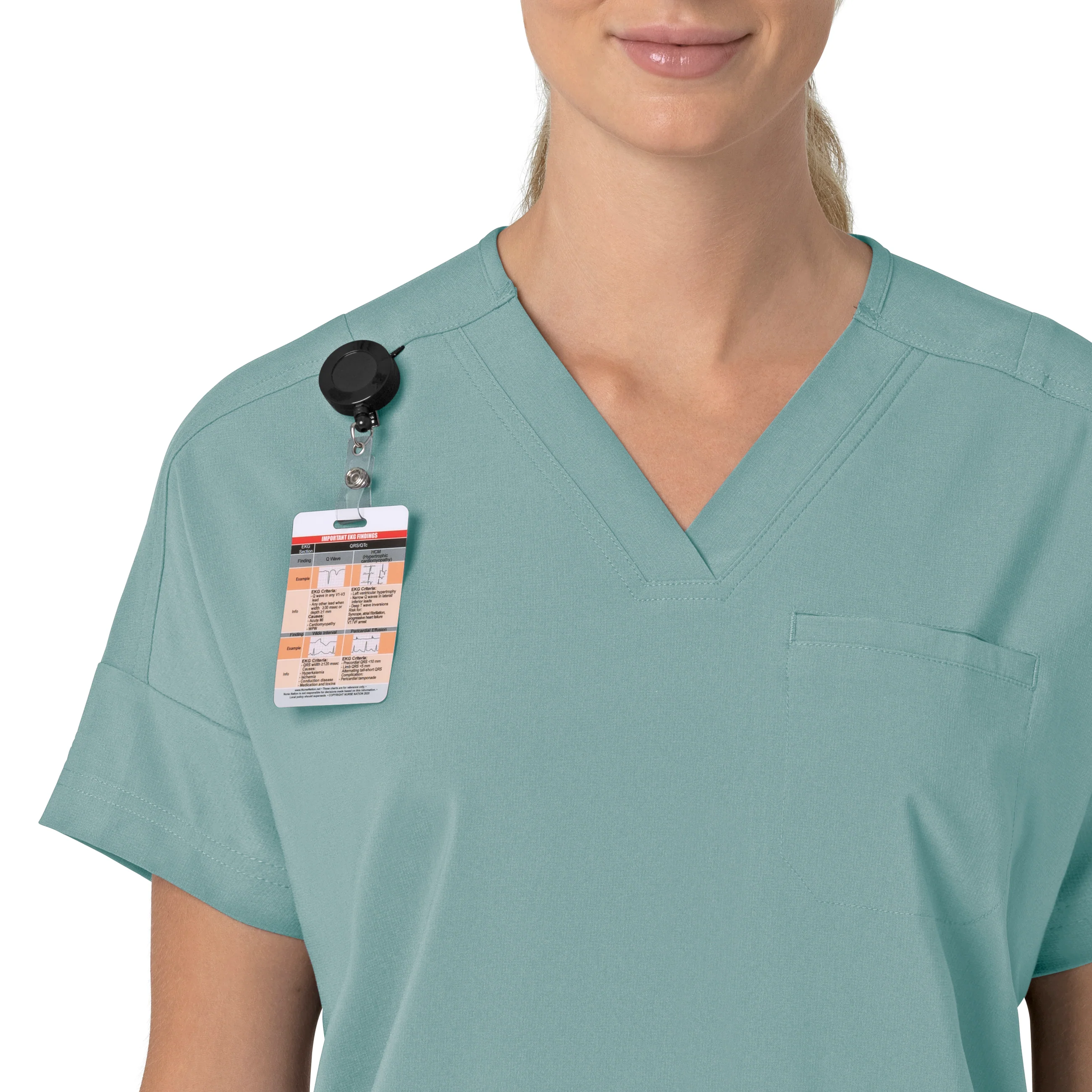 Carhartt Force Cross-Flex Women's Oversized V-Neck Scrub Top - Summer Blue - Image 6
