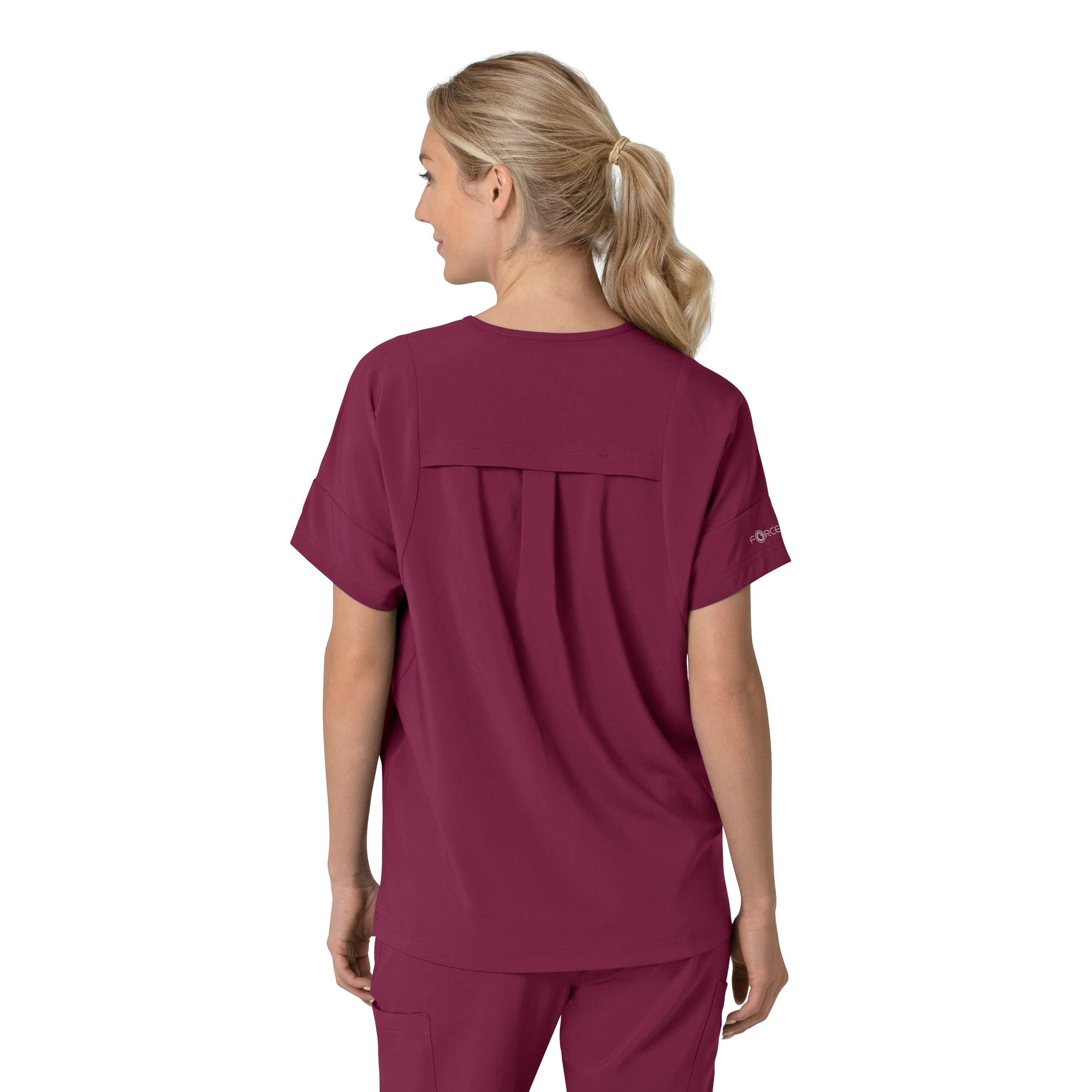 Carhartt Force Cross-Flex Women's Oversized V-Neck Scrub Top - Wine - Image 2