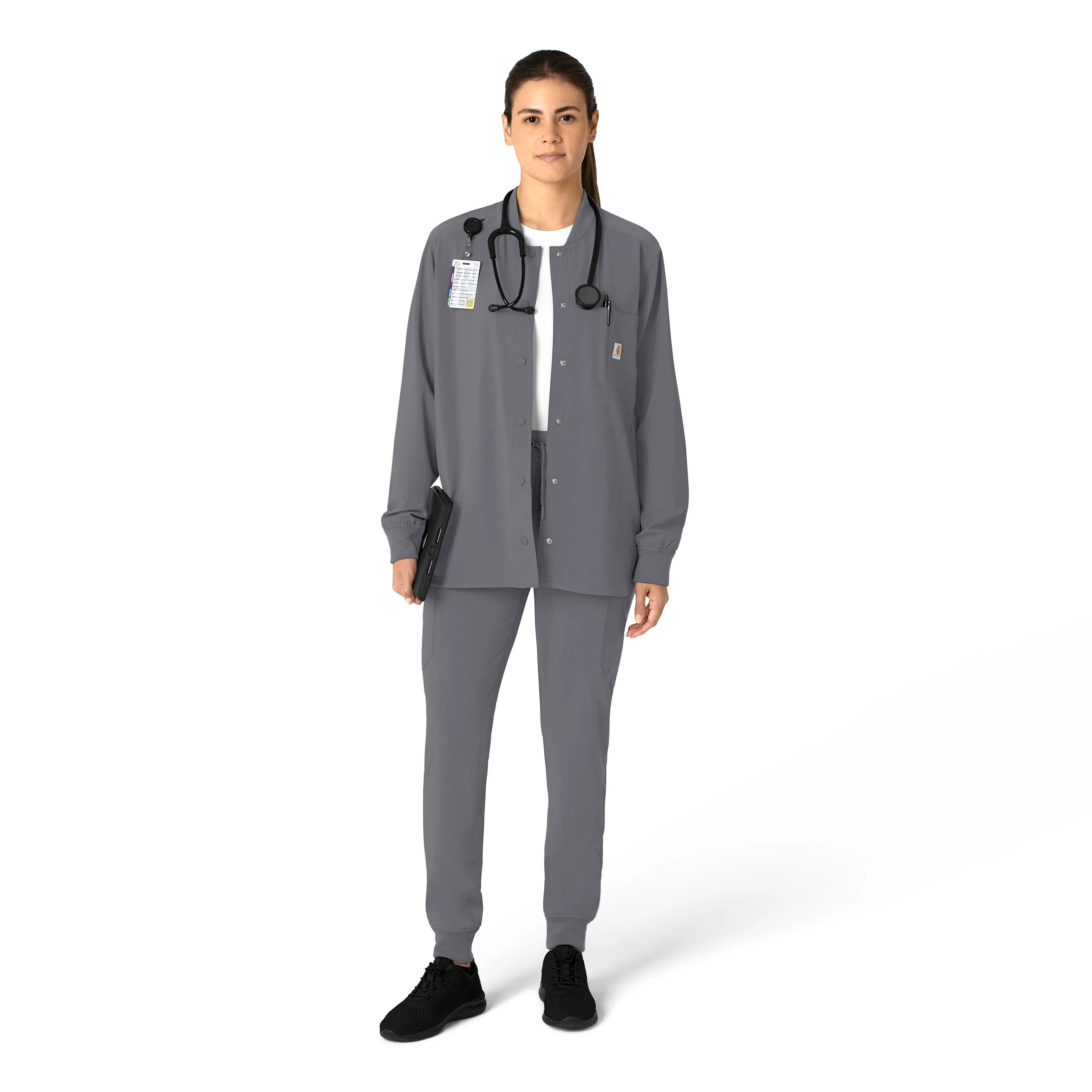 Carhartt Force Cross-Flex Women's Shirt Jacket - Pewter - Image 3