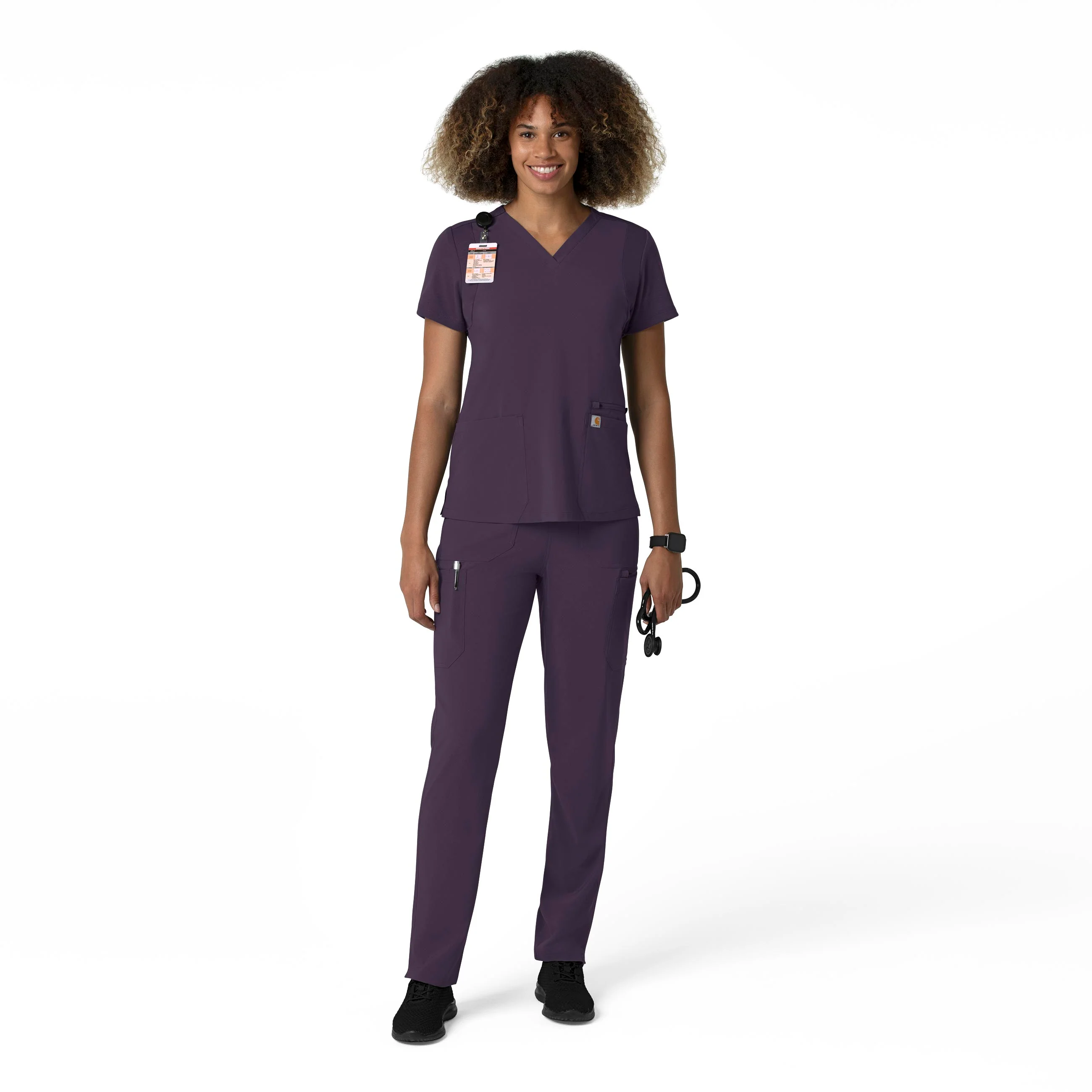 Carhartt Force Cross-Flex Women's Straight Leg Cargo Scrub Pant - Black Plum - Image 3