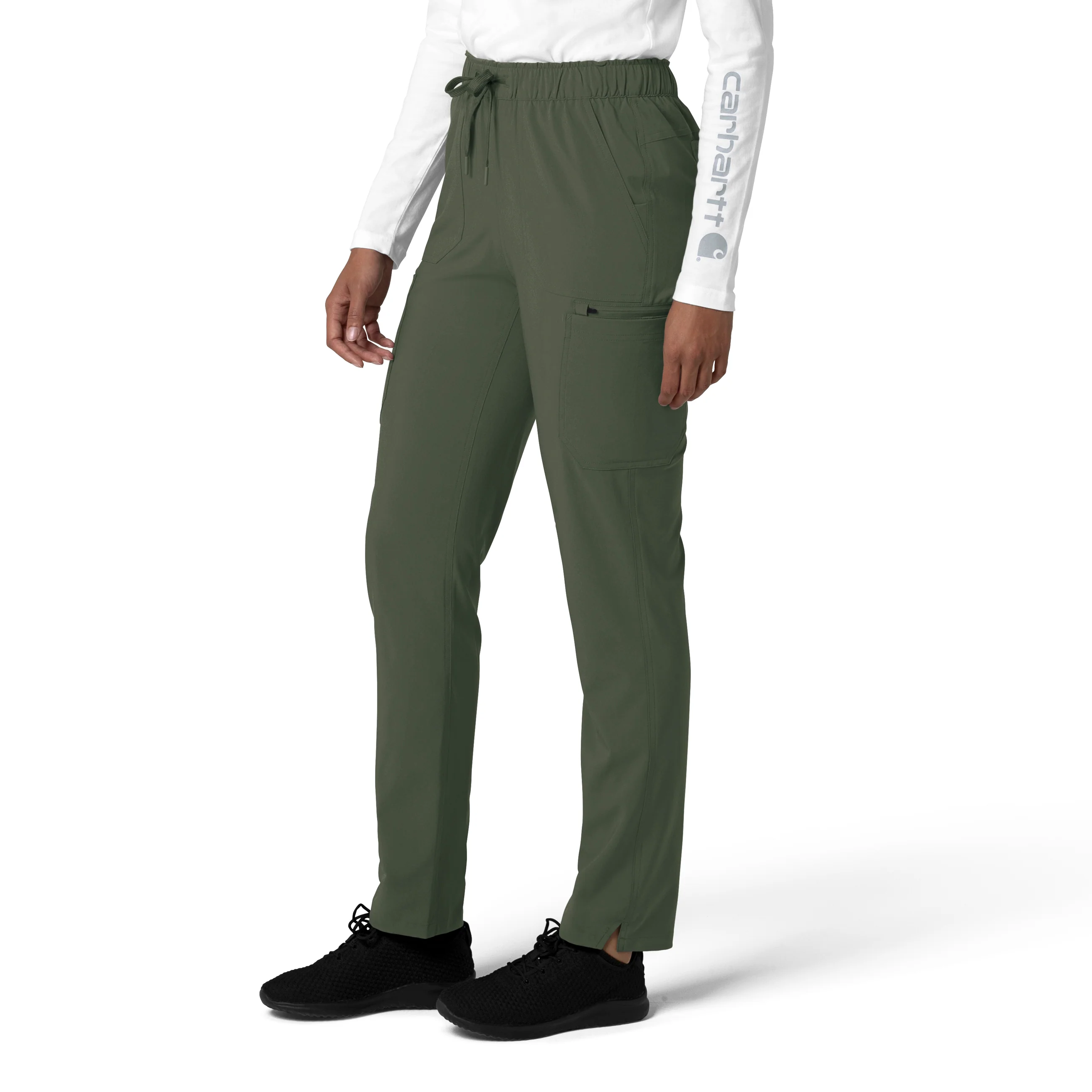 Carhartt Force Cross-Flex Women's Straight Leg Cargo Scrub Pant - Olive - Image 4