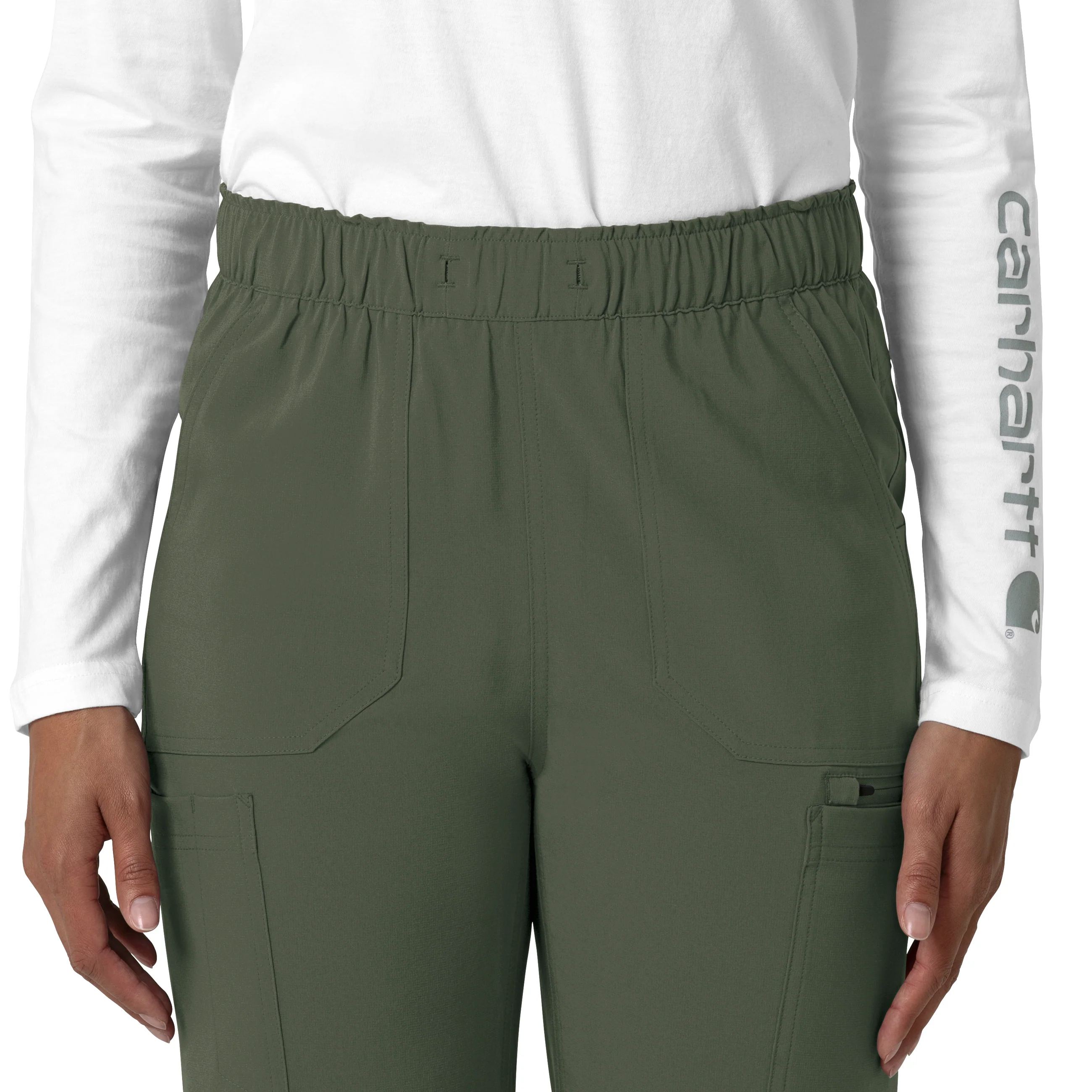 Carhartt Force Cross-Flex Women's Straight Leg Cargo Scrub Pant - Olive - Image 5