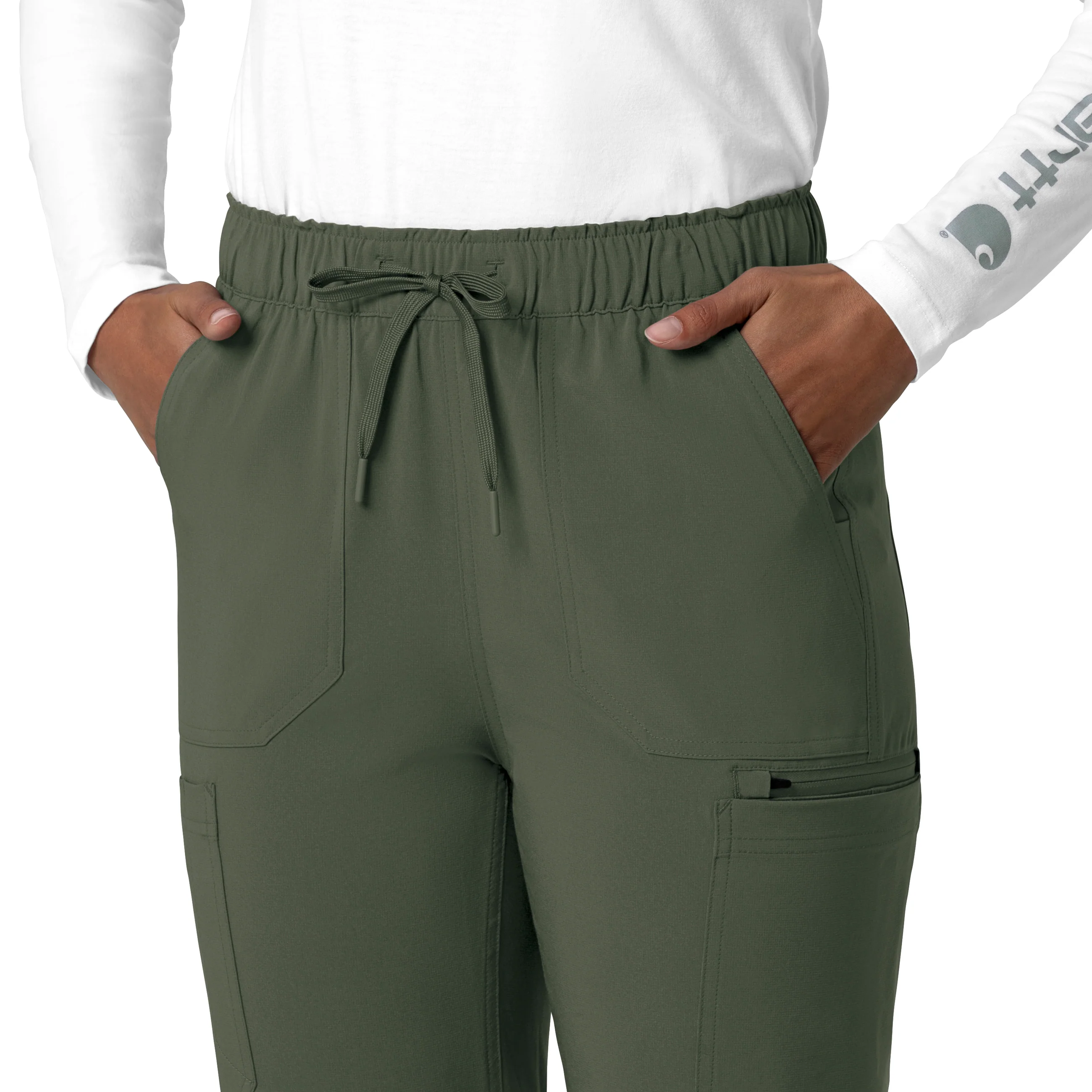 Carhartt Force Cross-Flex Women's Straight Leg Cargo Scrub Pant - Olive - Image 7
