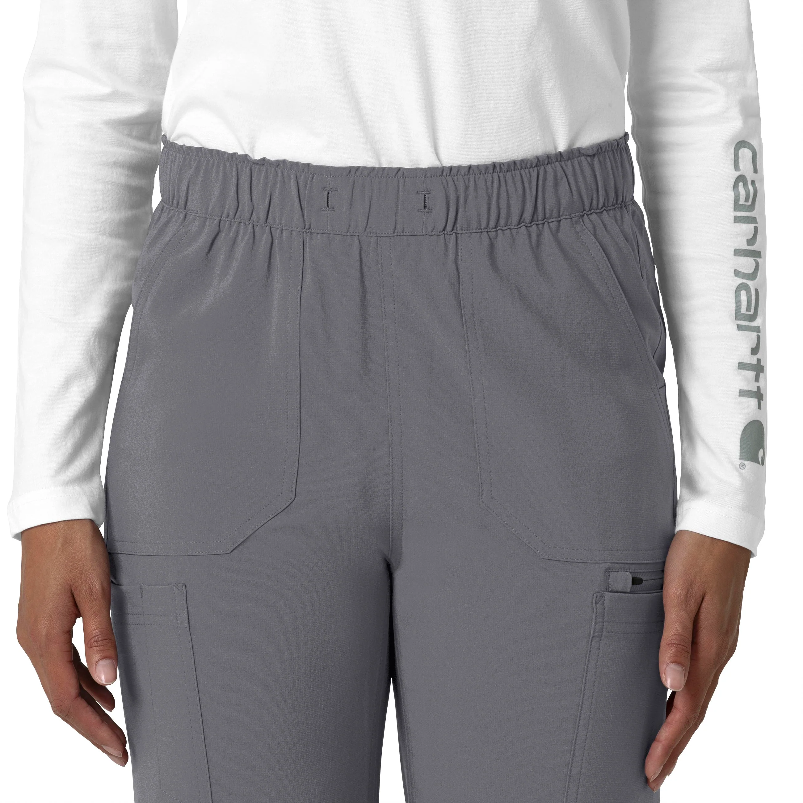 Carhartt Force Cross-Flex Women's Straight Leg Cargo Scrub Pant - Pewter - Image 5