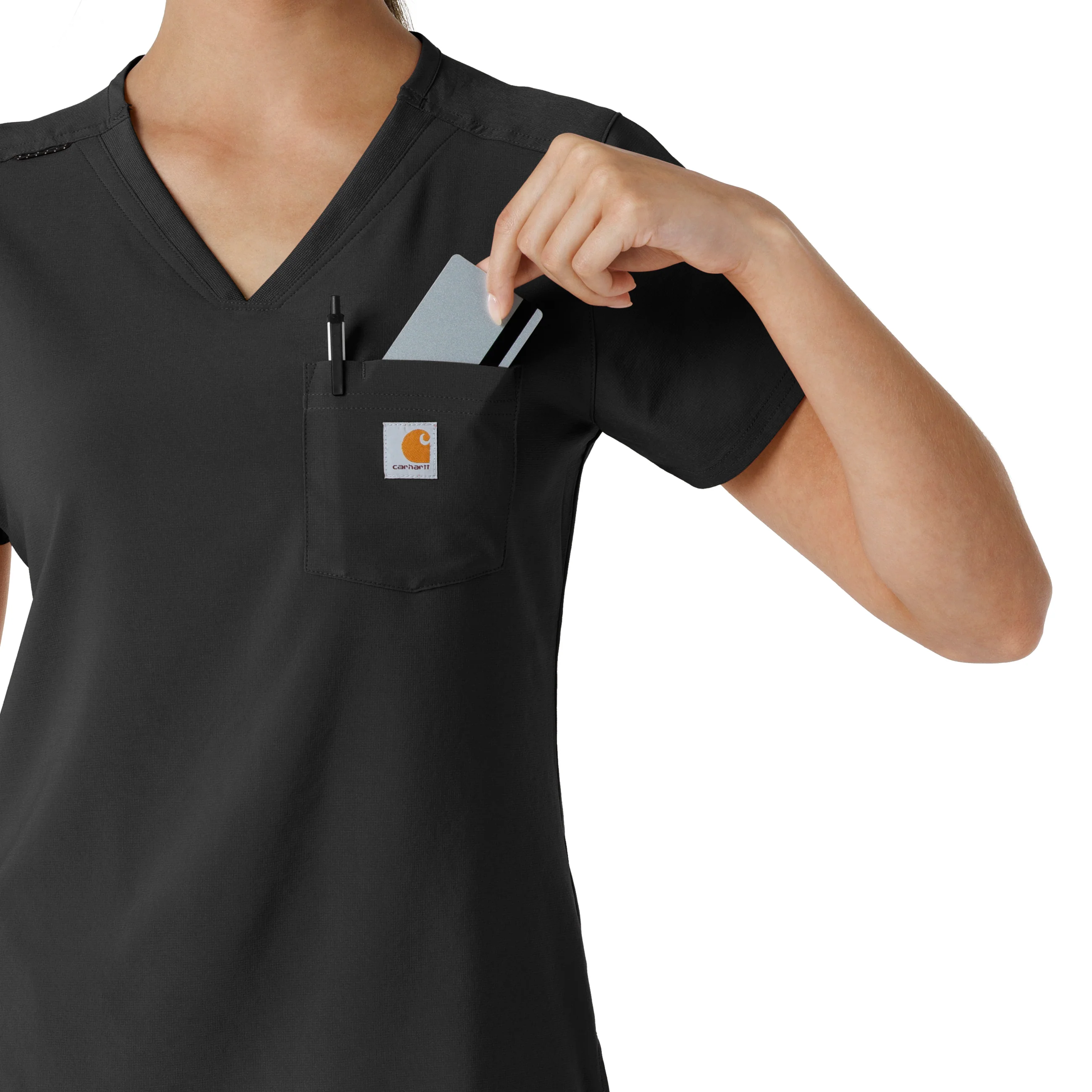 Carhartt Force Cross-Flex Women's Tuck-In Scrub Top - Black - Image 8