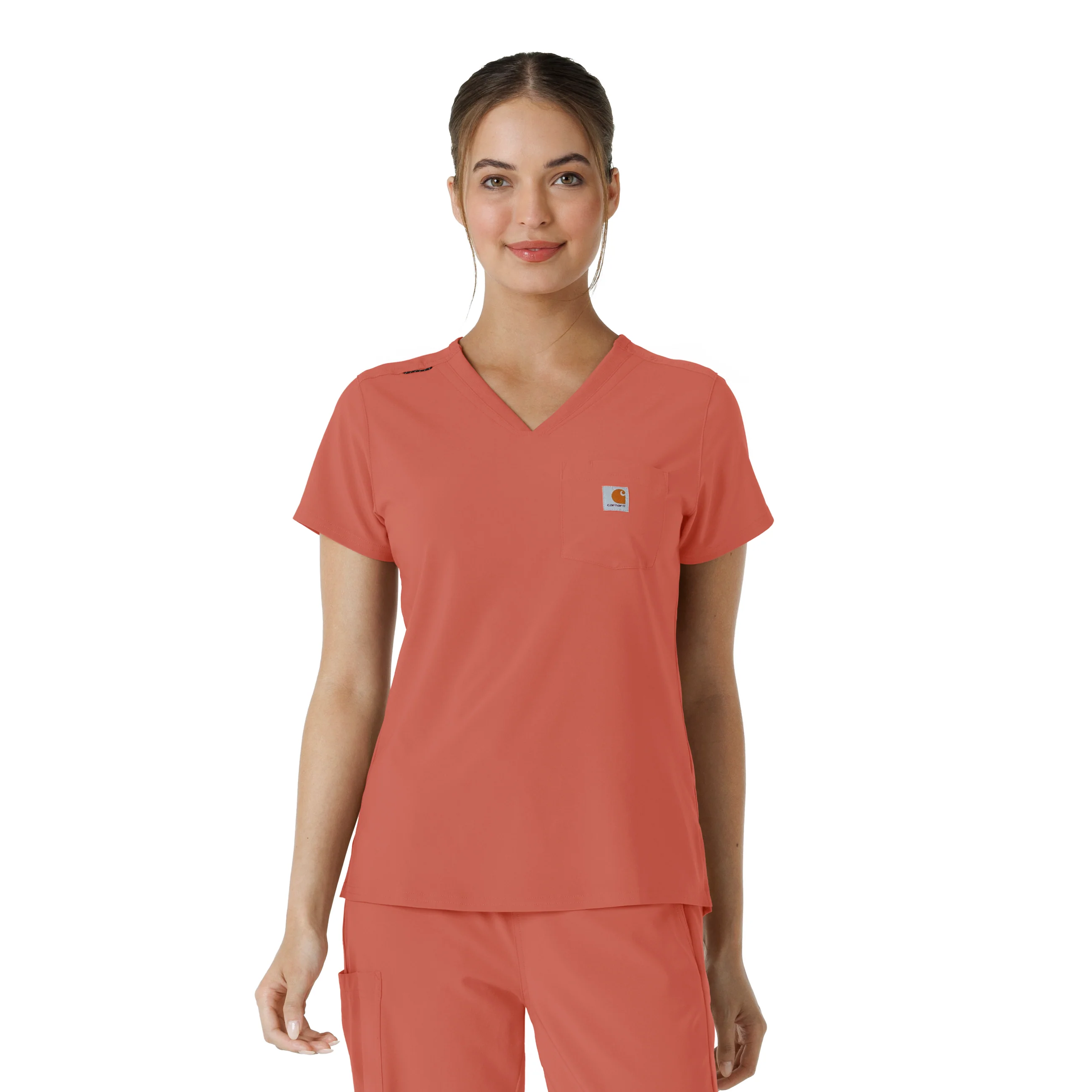 Carhartt Force Cross-Flex Women's Tuck-In Scrub Top - Dusty Cedar