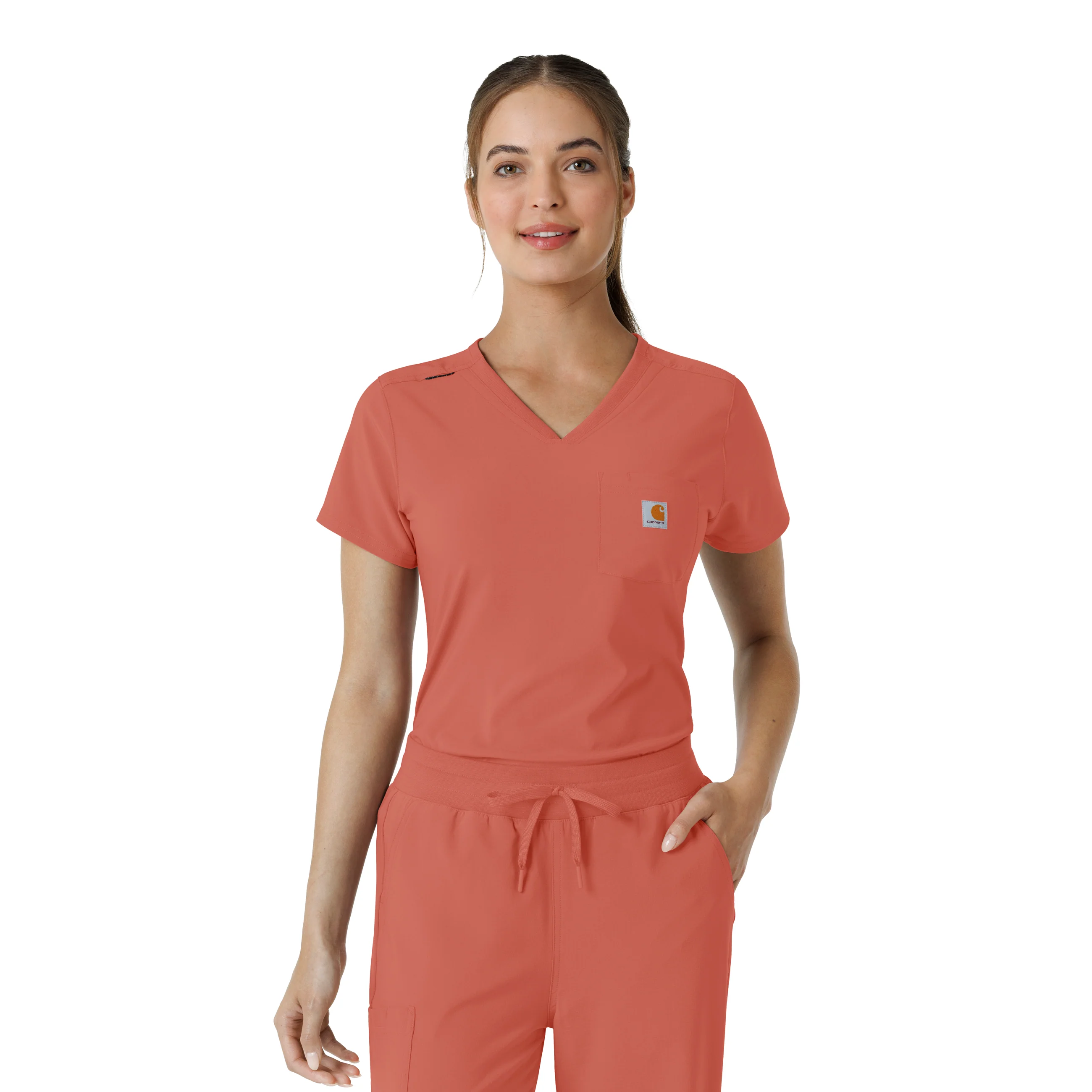 Carhartt Force Cross-Flex Women's Tuck-In Scrub Top - Dusty Cedar - Image 10