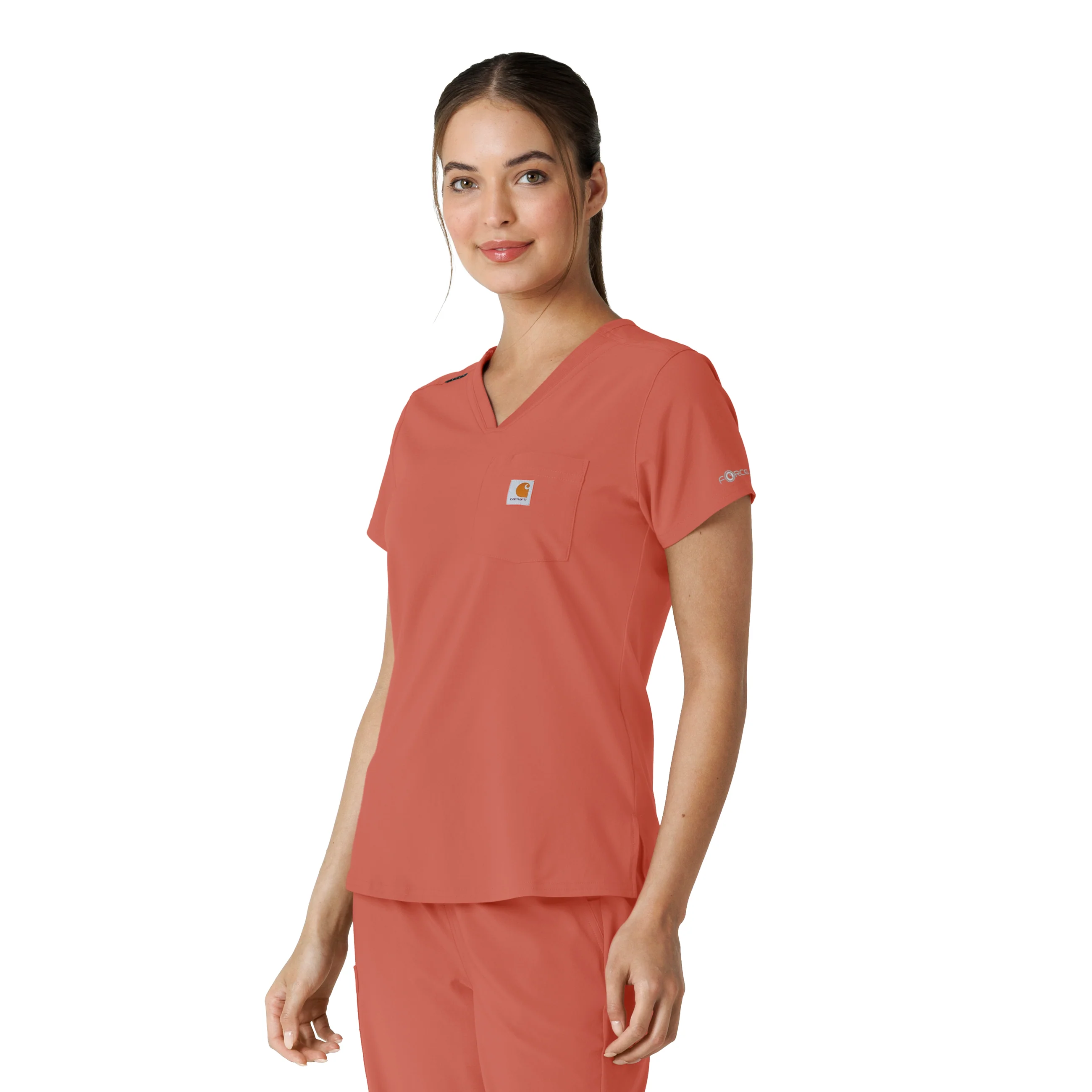 Carhartt Force Cross-Flex Women's Tuck-In Scrub Top - Dusty Cedar - Image 4